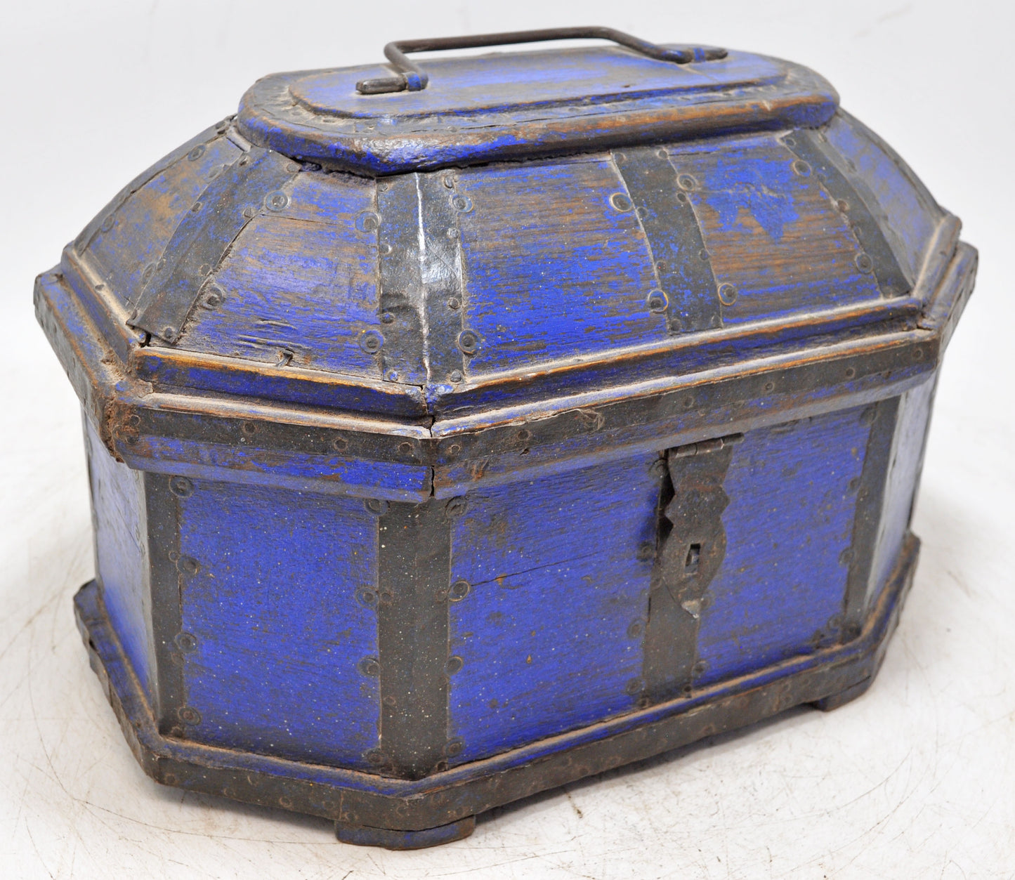 Vintage Wooden Dome Shaped Storage Chest Box Original Old Hand Crafted