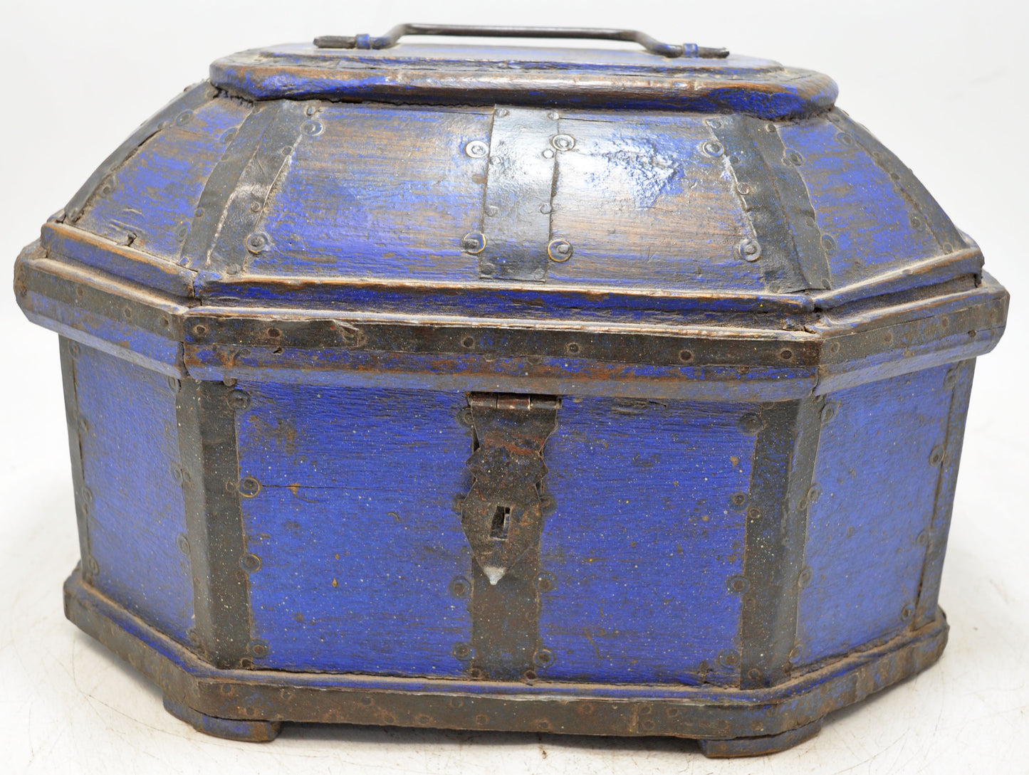 Vintage Wooden Dome Shaped Storage Chest Box Original Old Hand Crafted