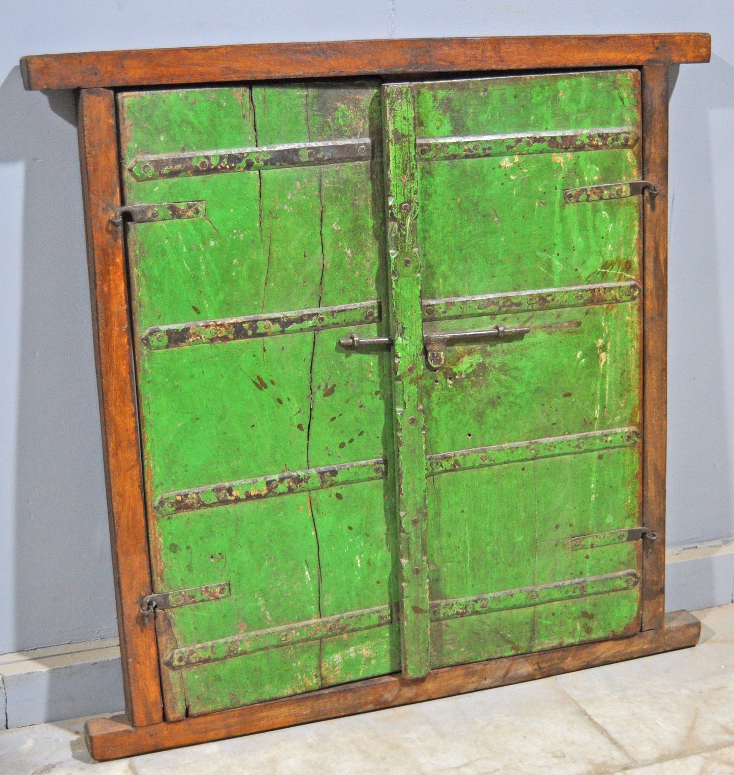 Antique Wooden Large Wall Décor Window Panel With Frame Original Old