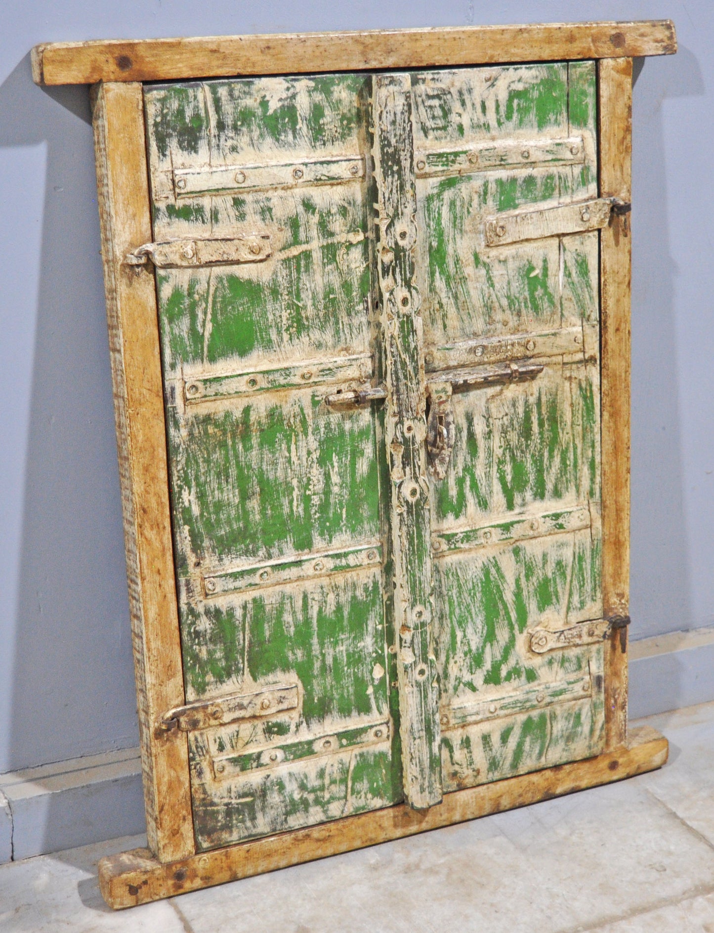 Antique Wooden Large Wall Décor Window Panel With Frame Original Old