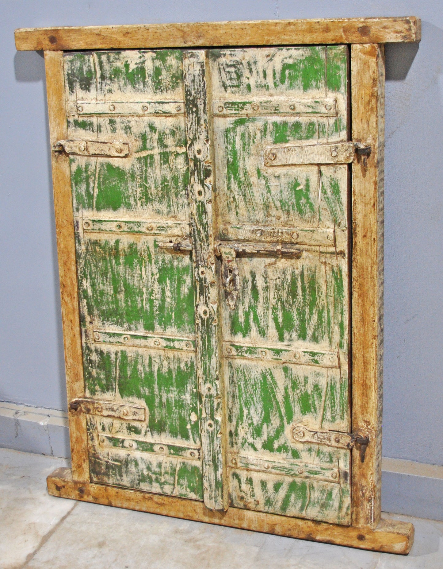 Antique Wooden Large Wall Décor Window Panel With Frame Original Old