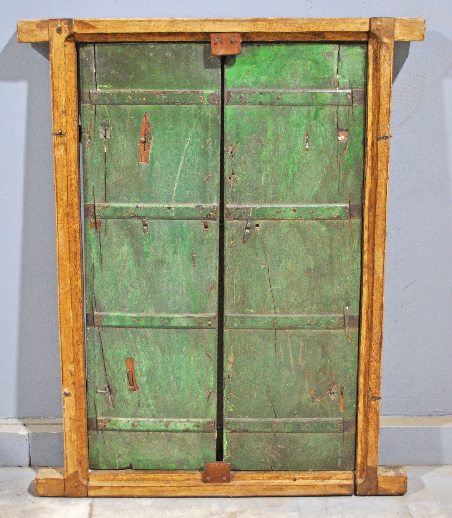 Antique Wooden Large Wall Décor Window Panel With Frame Original Old