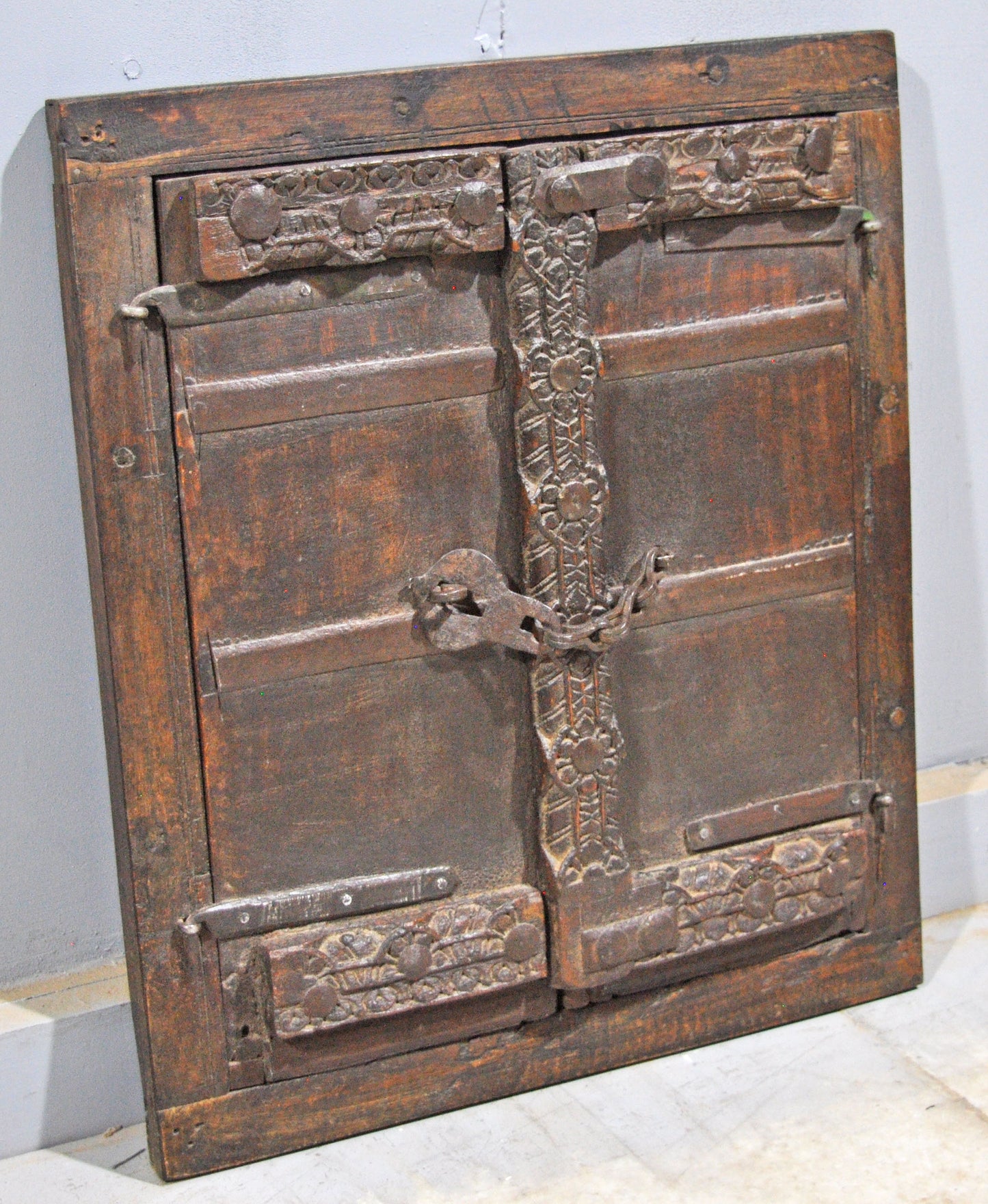 Antique Wooden Large Wall Décor Window Panel With Frame Original Old