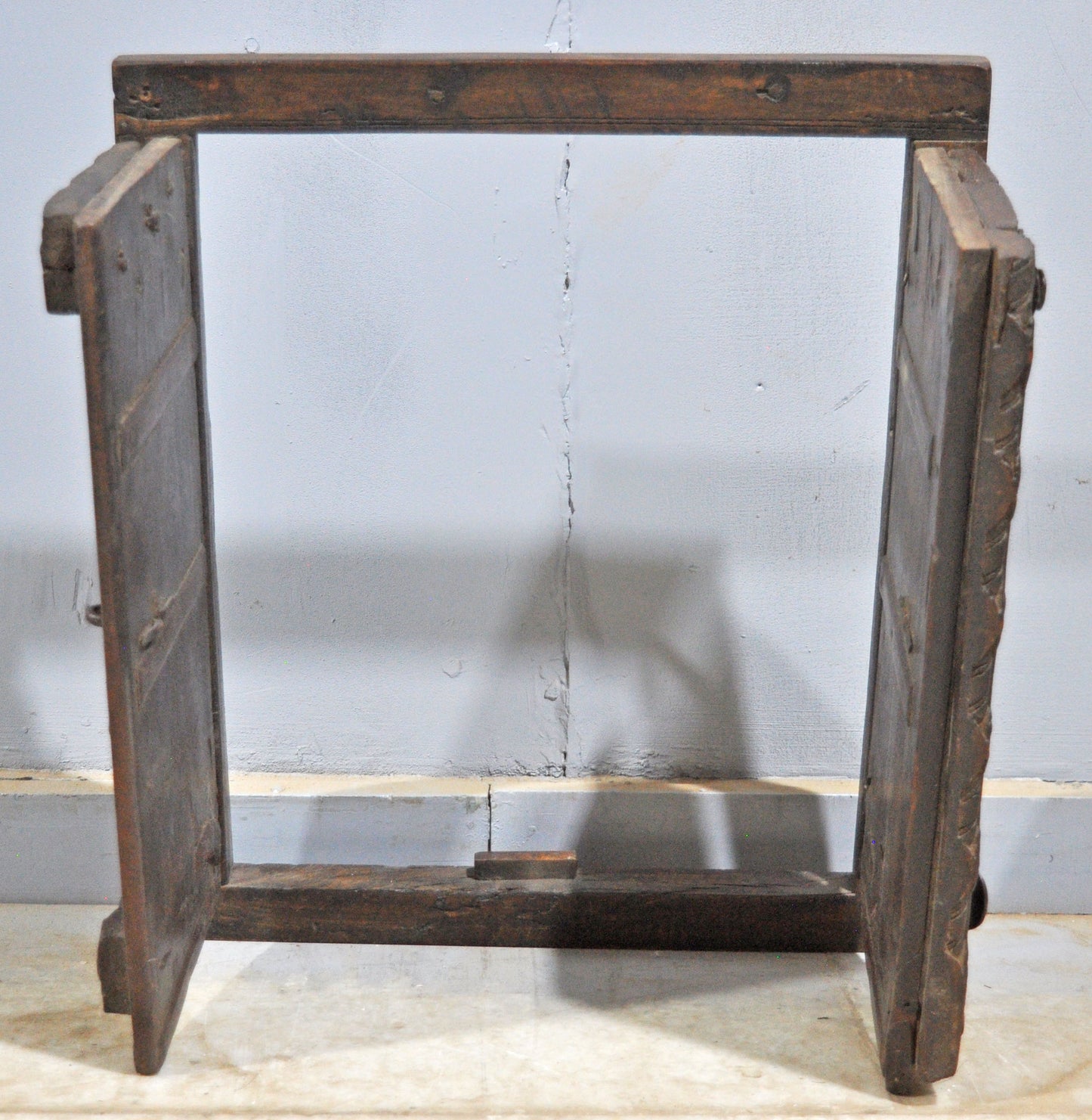 Antique Wooden Large Wall Décor Window Panel With Frame Original Old