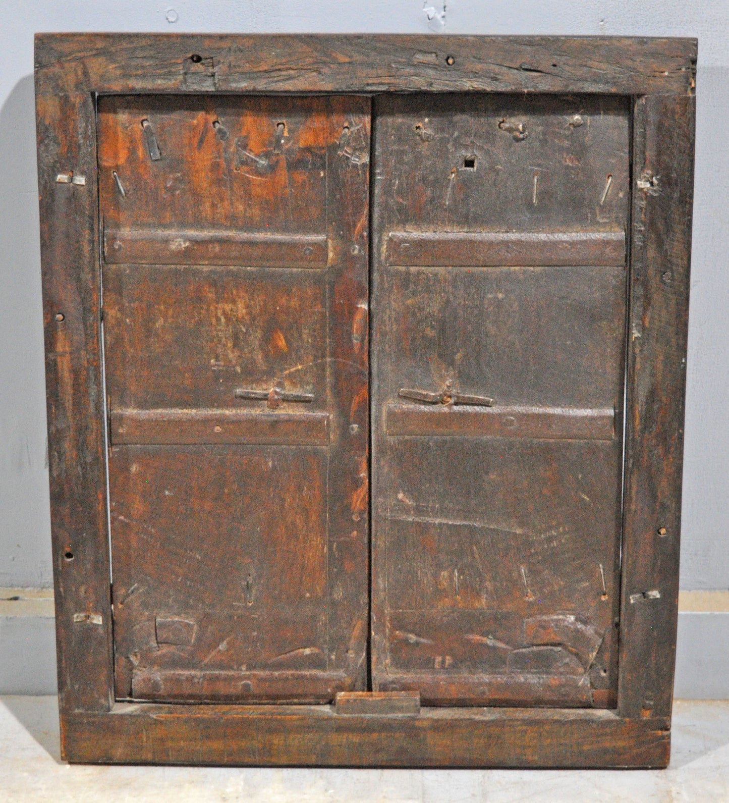 Antique Wooden Large Wall Décor Window Panel With Frame Original Old