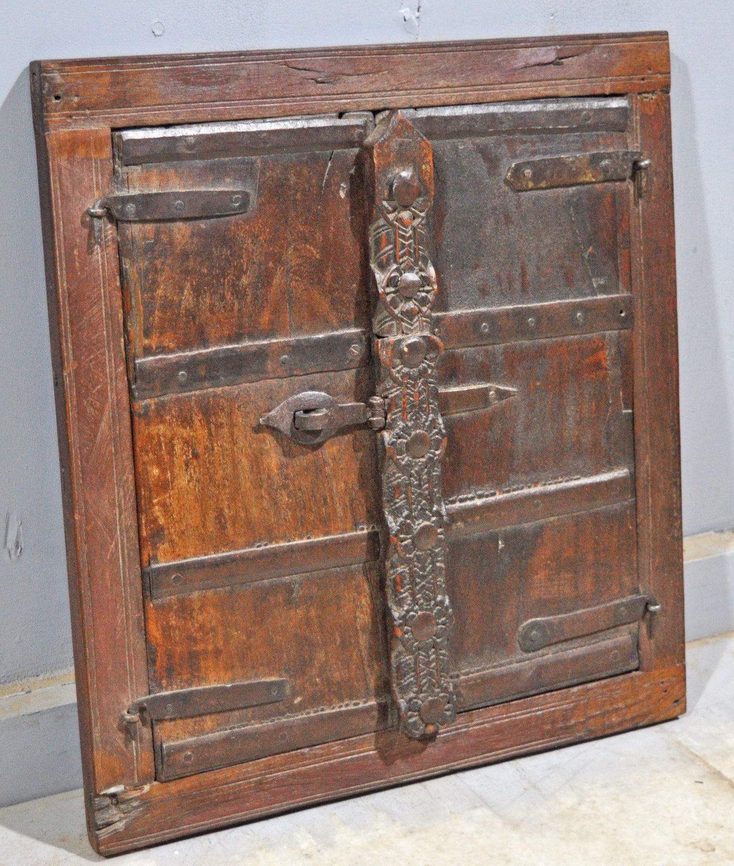 Antique Wooden Large Wall Décor Window Panel With Frame Original Old