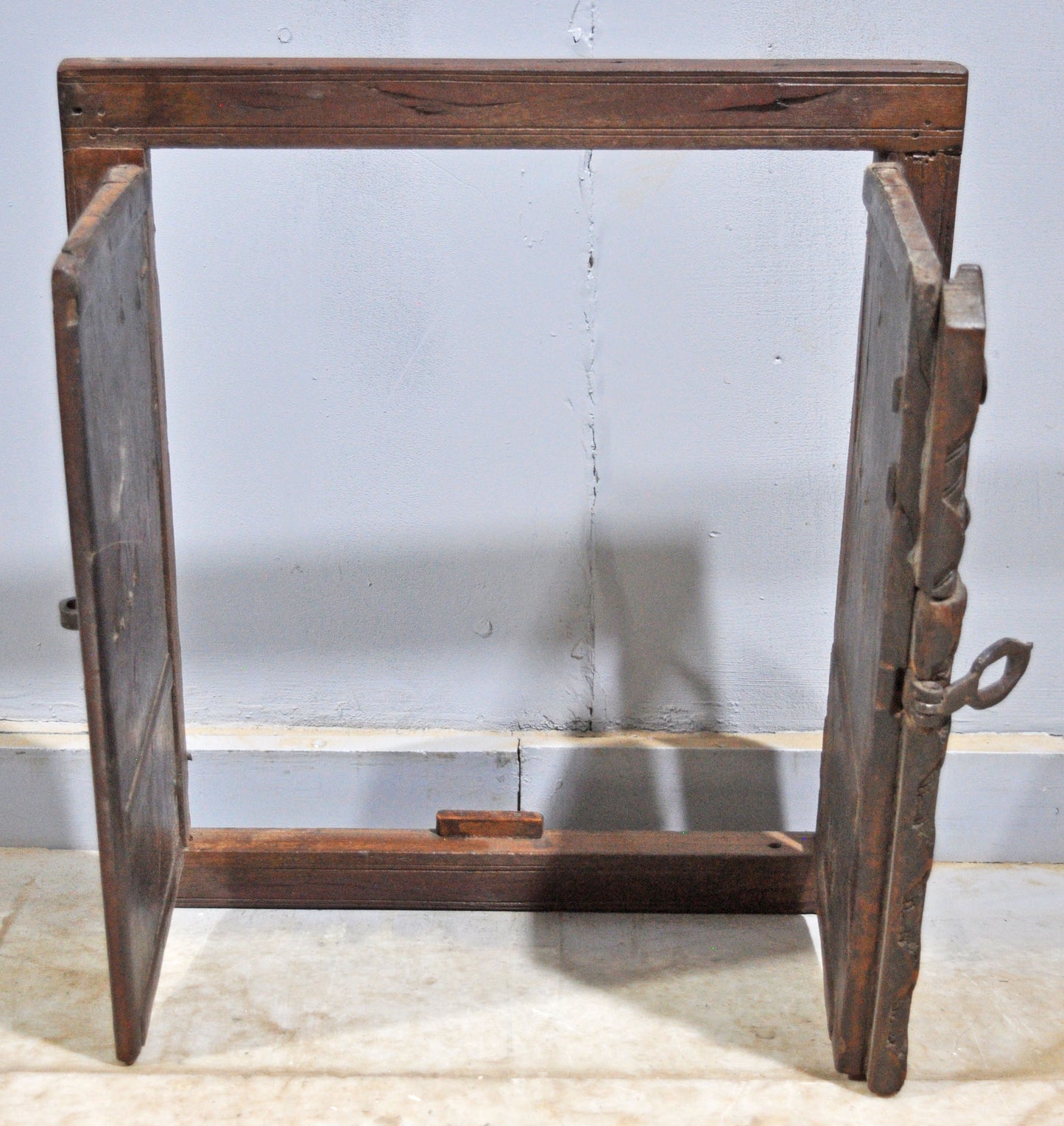 Antique Wooden Large Wall Décor Window Panel With Frame Original Old