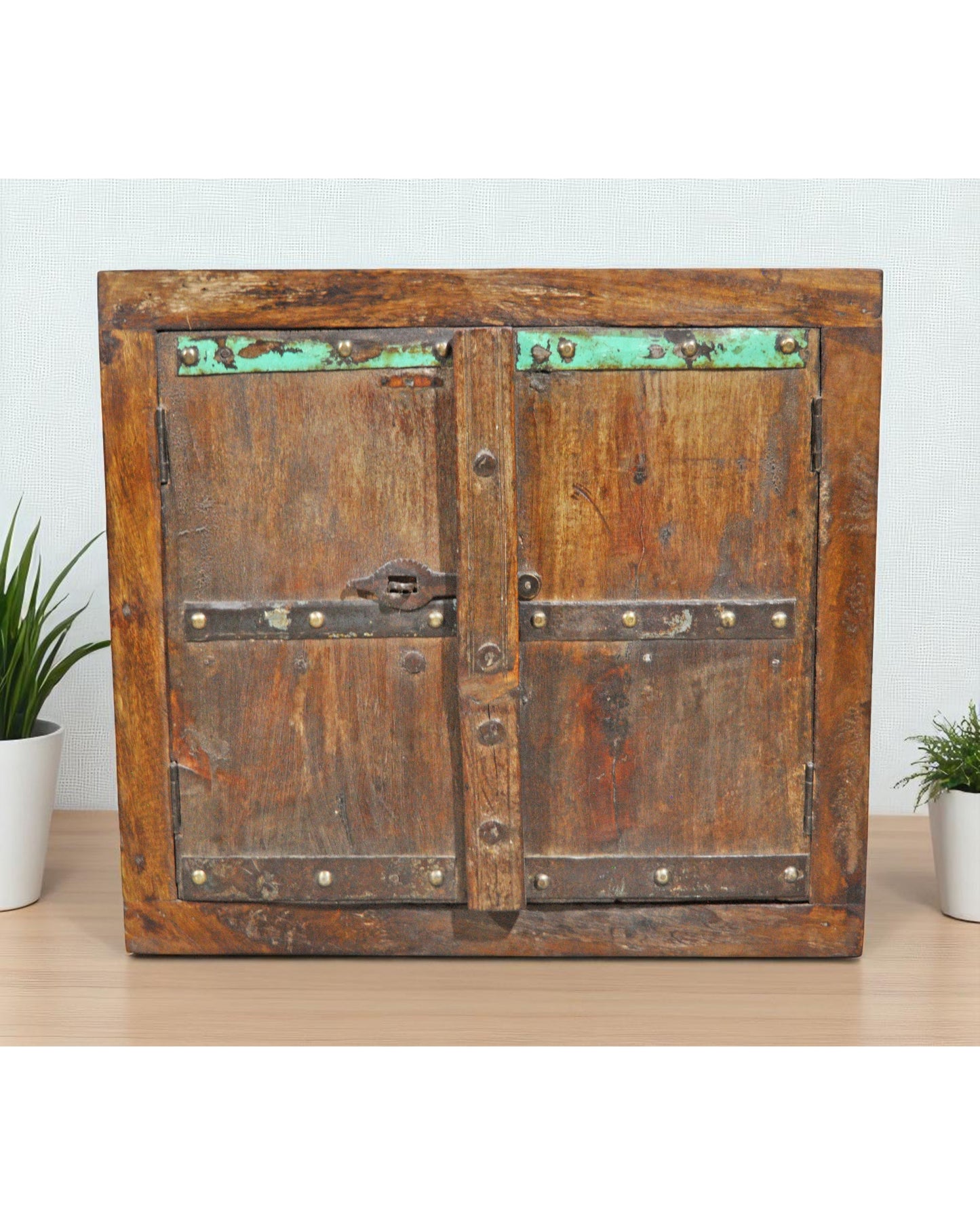 Antique Wooden Large Wall Décor Window Panel With Frame Original Old