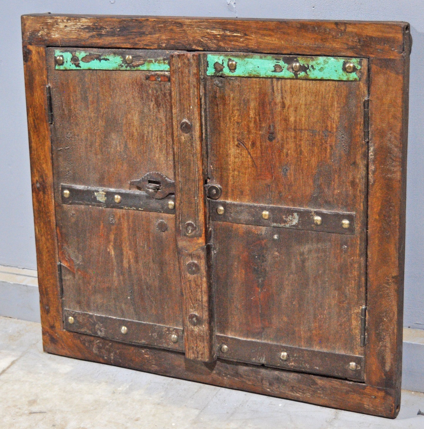 Antique Wooden Large Wall Décor Window Panel With Frame Original Old