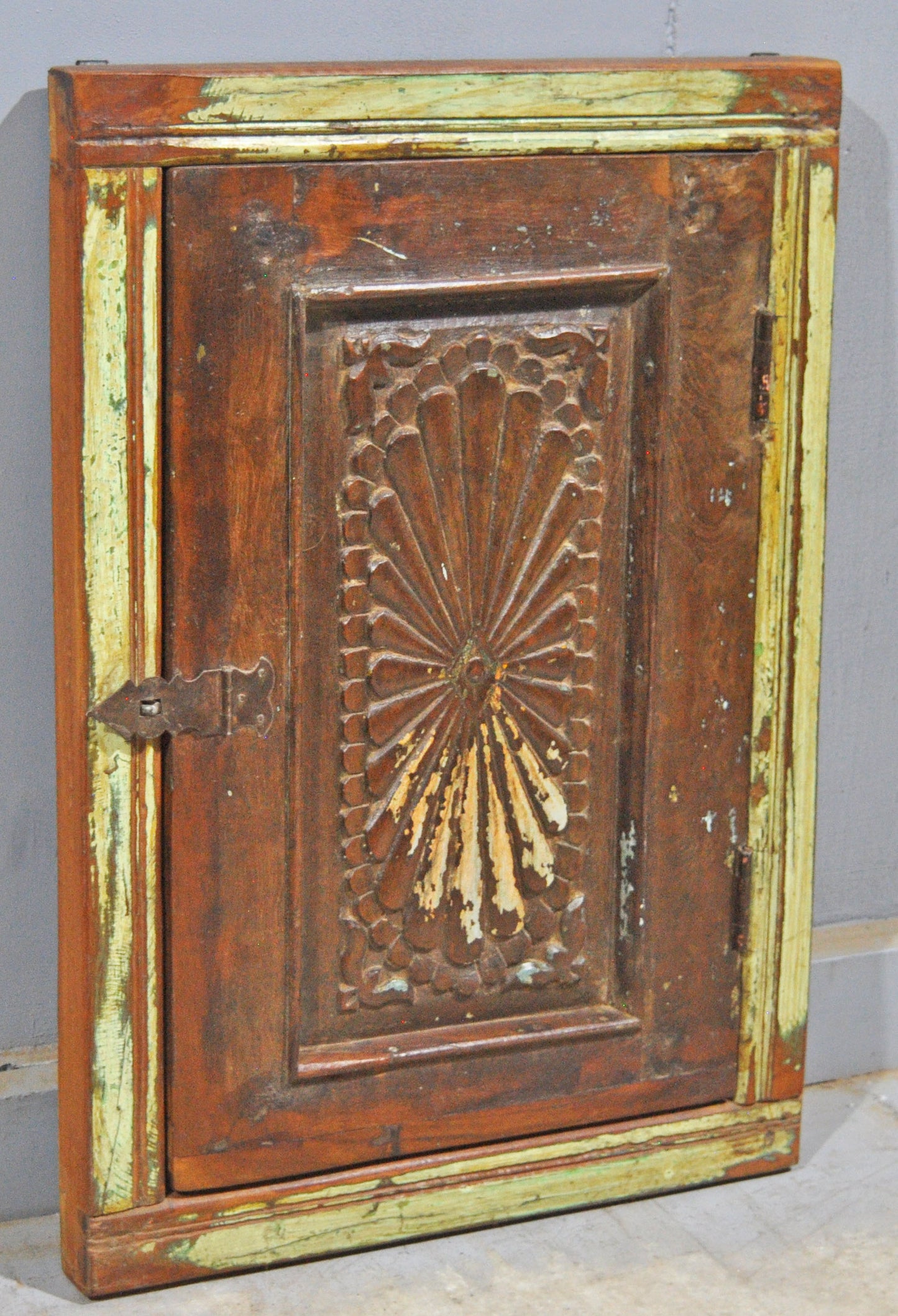 Antique Wooden Large Wall Décor Window Panel With Frame Original Old