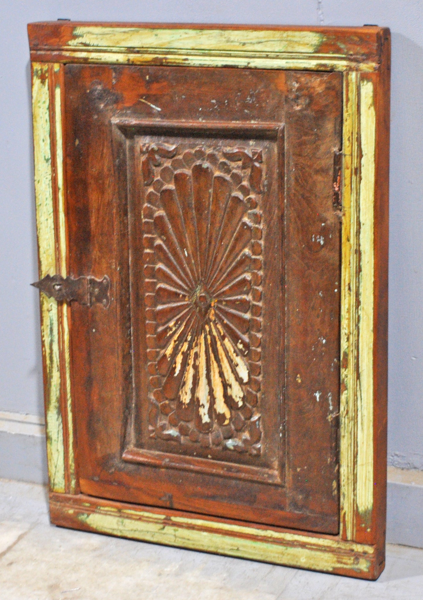 Antique Wooden Large Wall Décor Window Panel With Frame Original Old