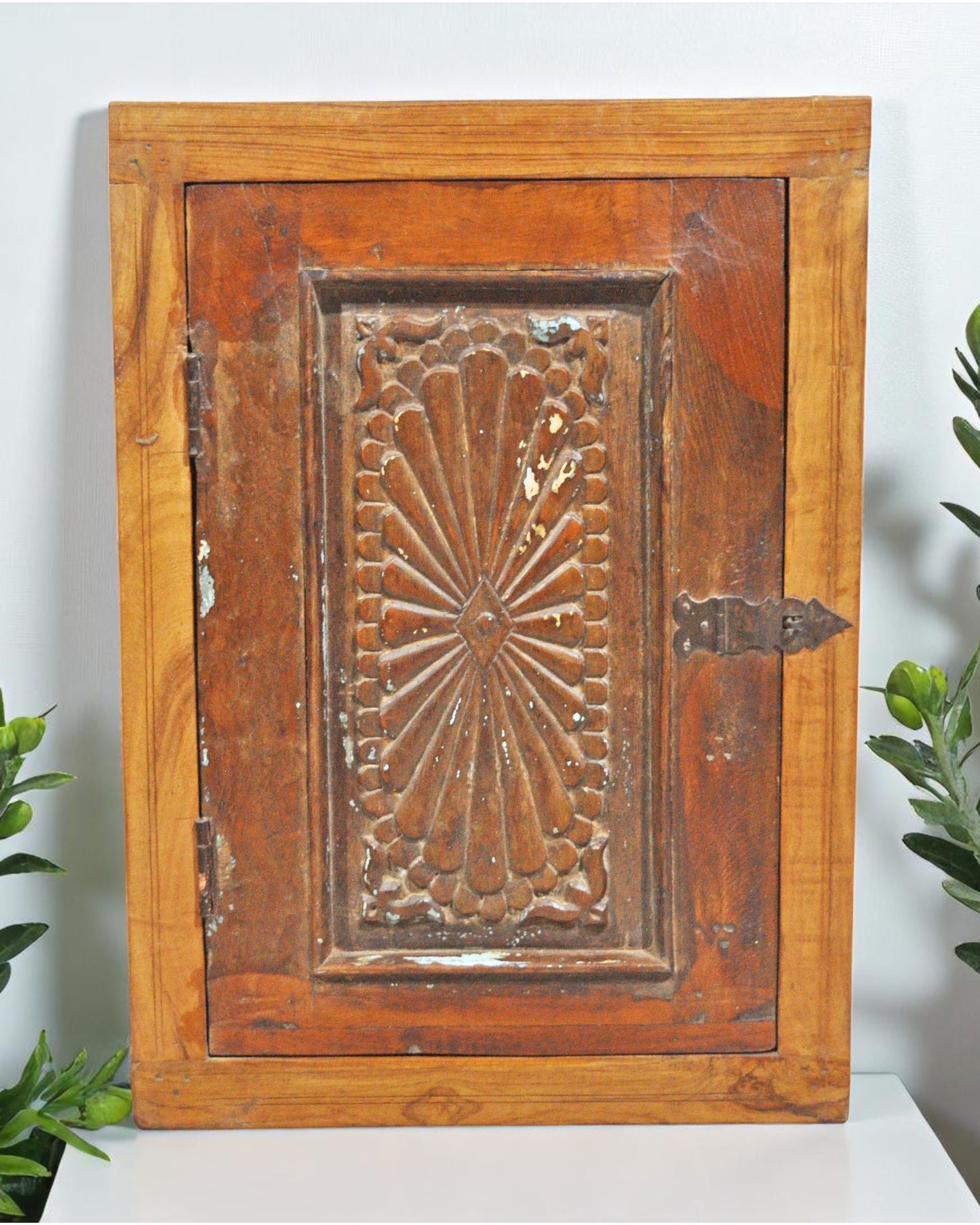 Antique Wooden Large Wall Décor Window Panel With Frame Original Old