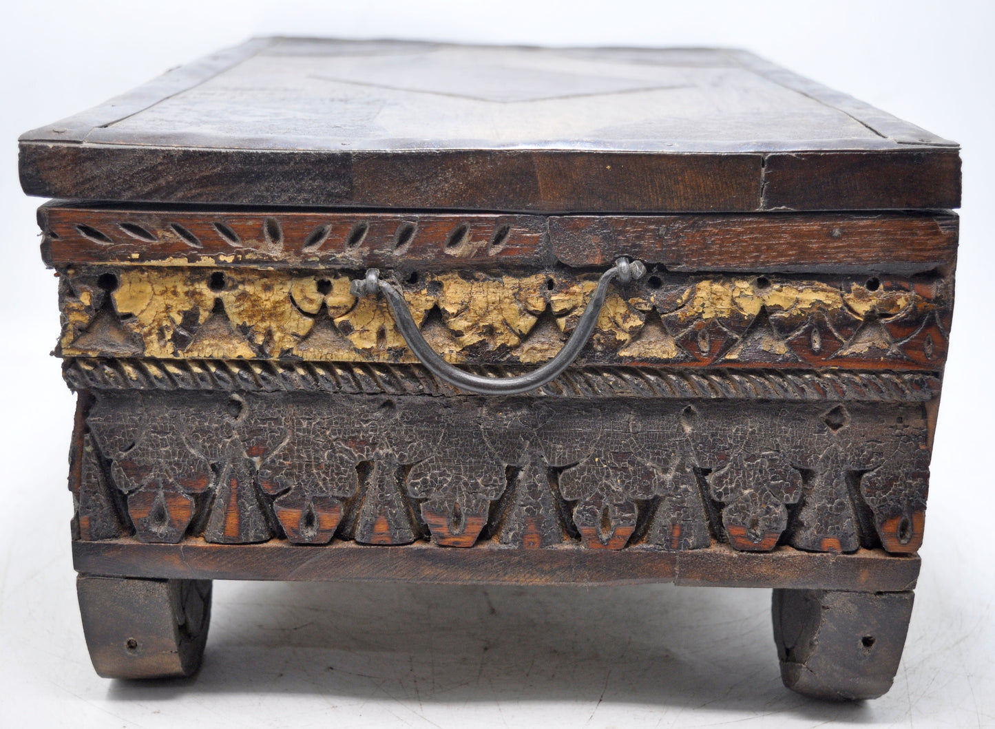 Antique Wooden Fine Carved Storage Treausre Chest Box Original Old