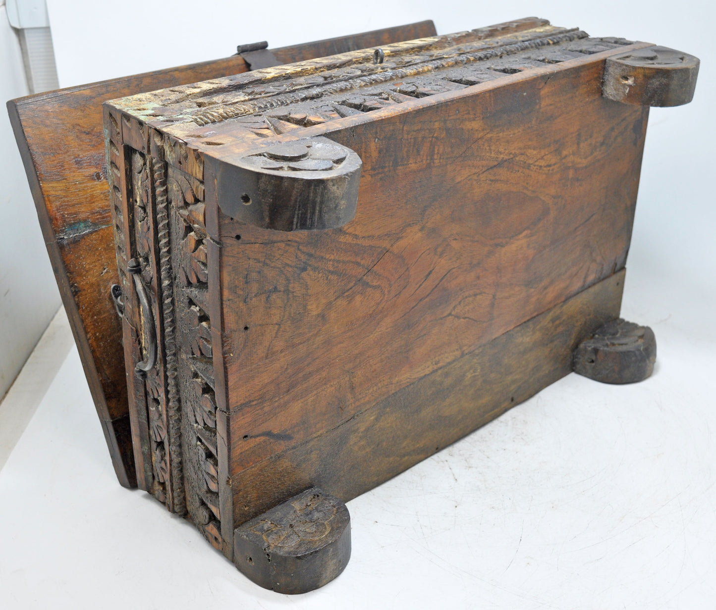 Antique Wooden Fine Carved Storage Treausre Chest Box Original Old