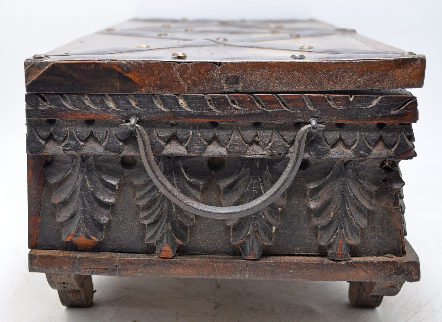 Antique Wooden Fine Carved Storage Treausre Chest Box Original Old