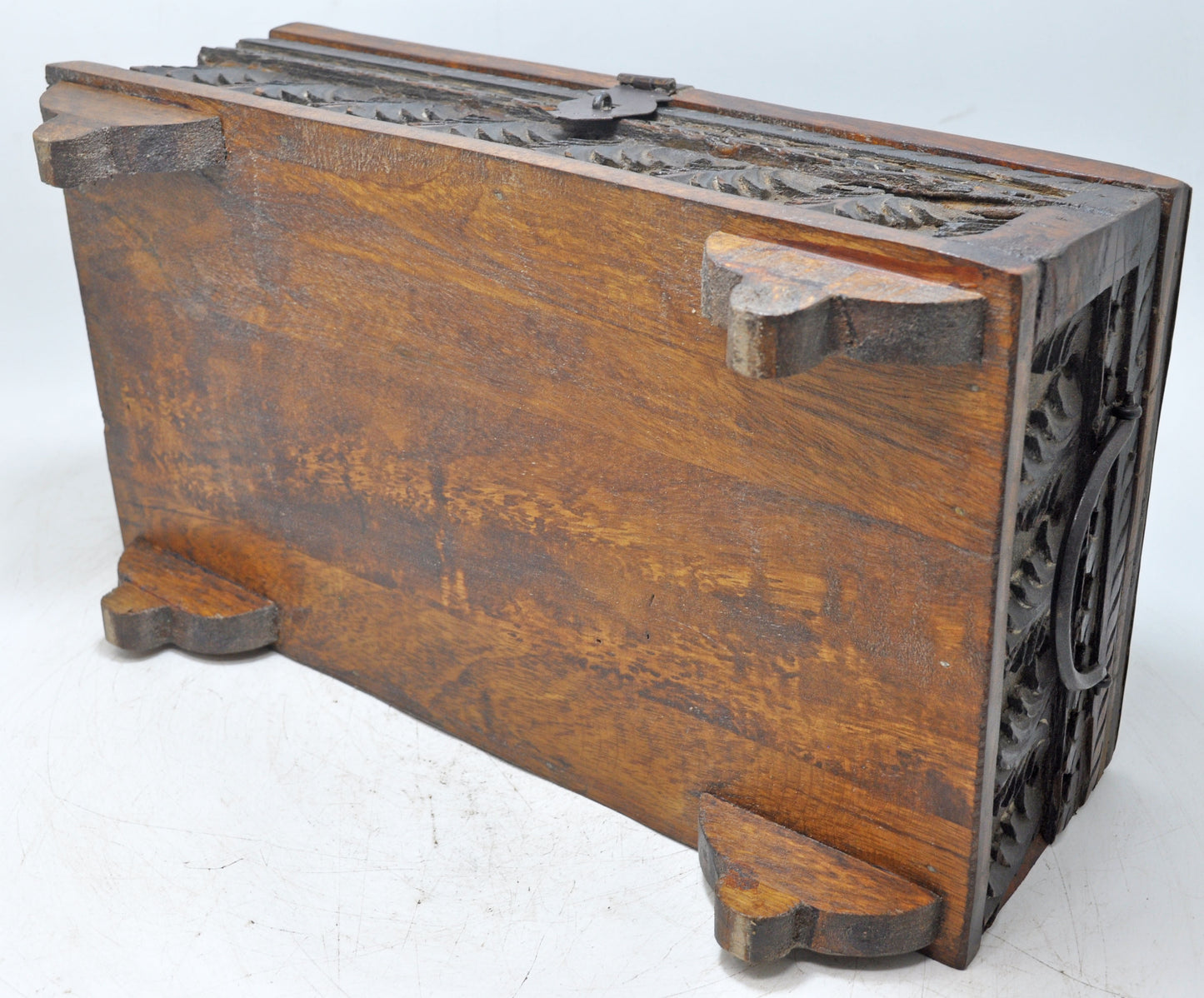 Antique Wooden Fine Carved Storage Treausre Chest Box Original Old