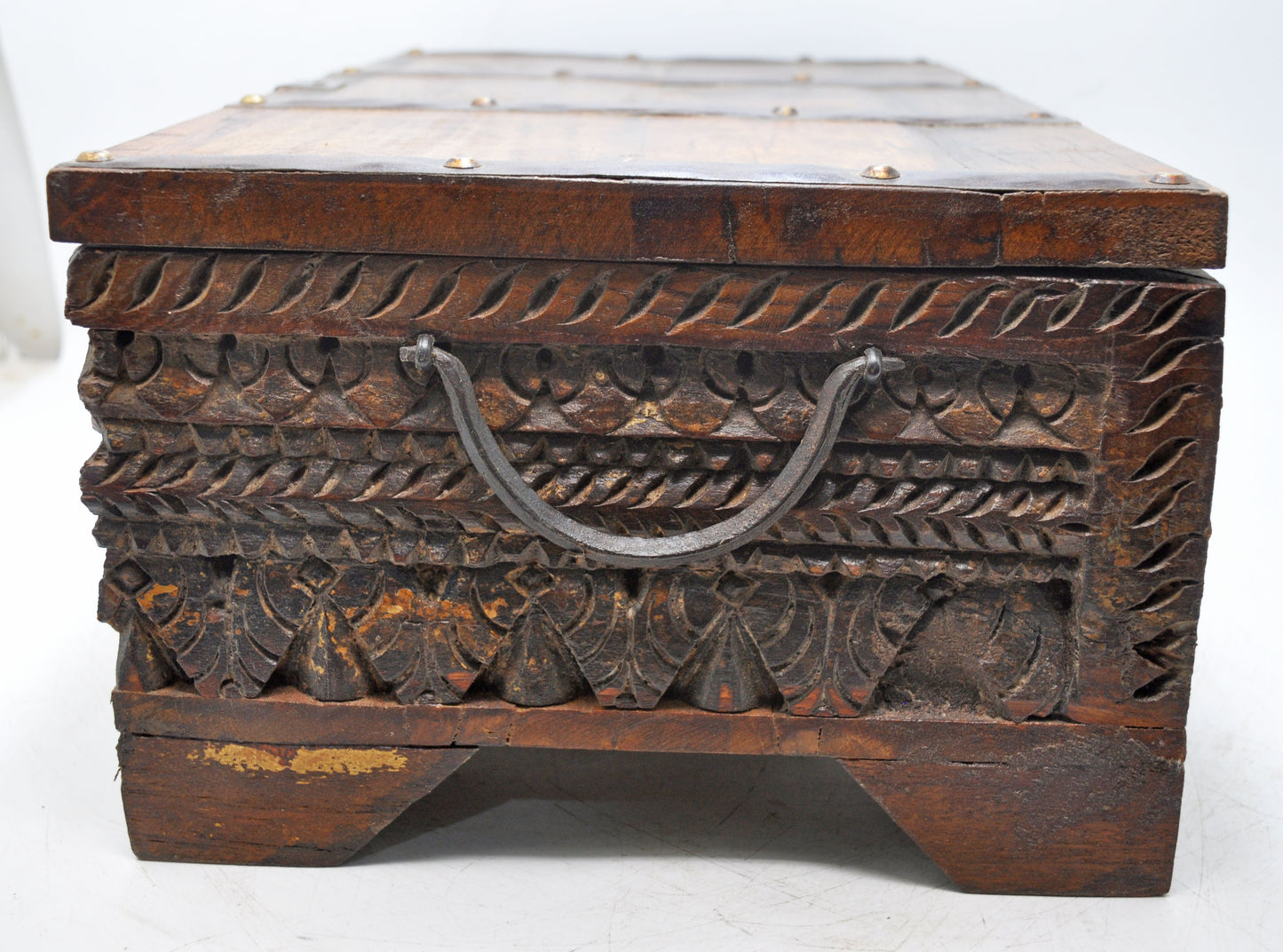 Antique Wooden Fine Carved Storage Treausre Chest Box Original Old