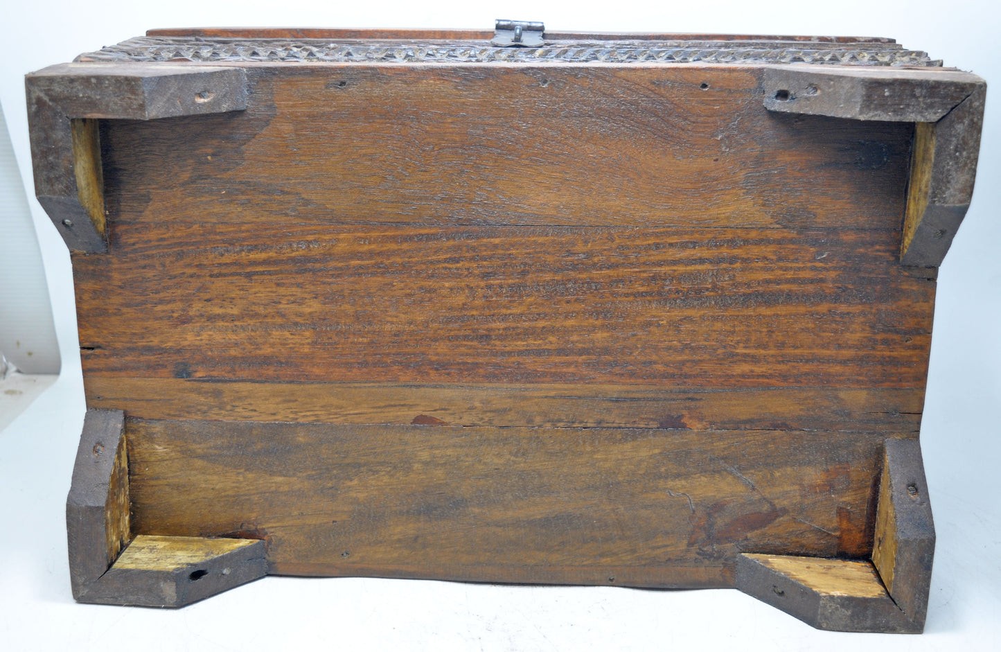 Antique Wooden Fine Carved Storage Treausre Chest Box Original Old