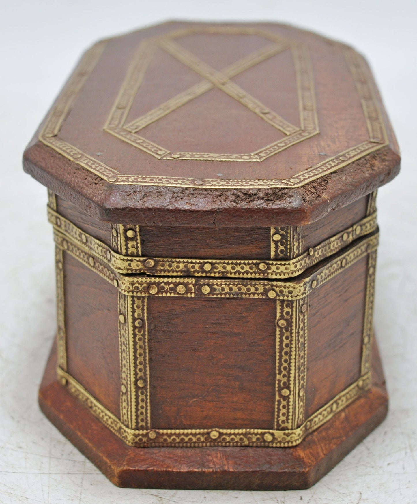 Vintage Wooden Small Storage Box Original Old Hand Crafted Brass Fitted