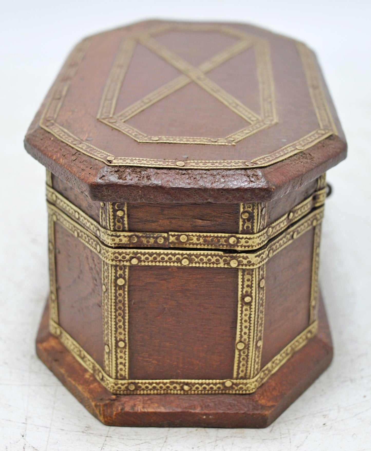 Vintage Wooden Small Storage Box Original Old Hand Crafted Brass Fitted