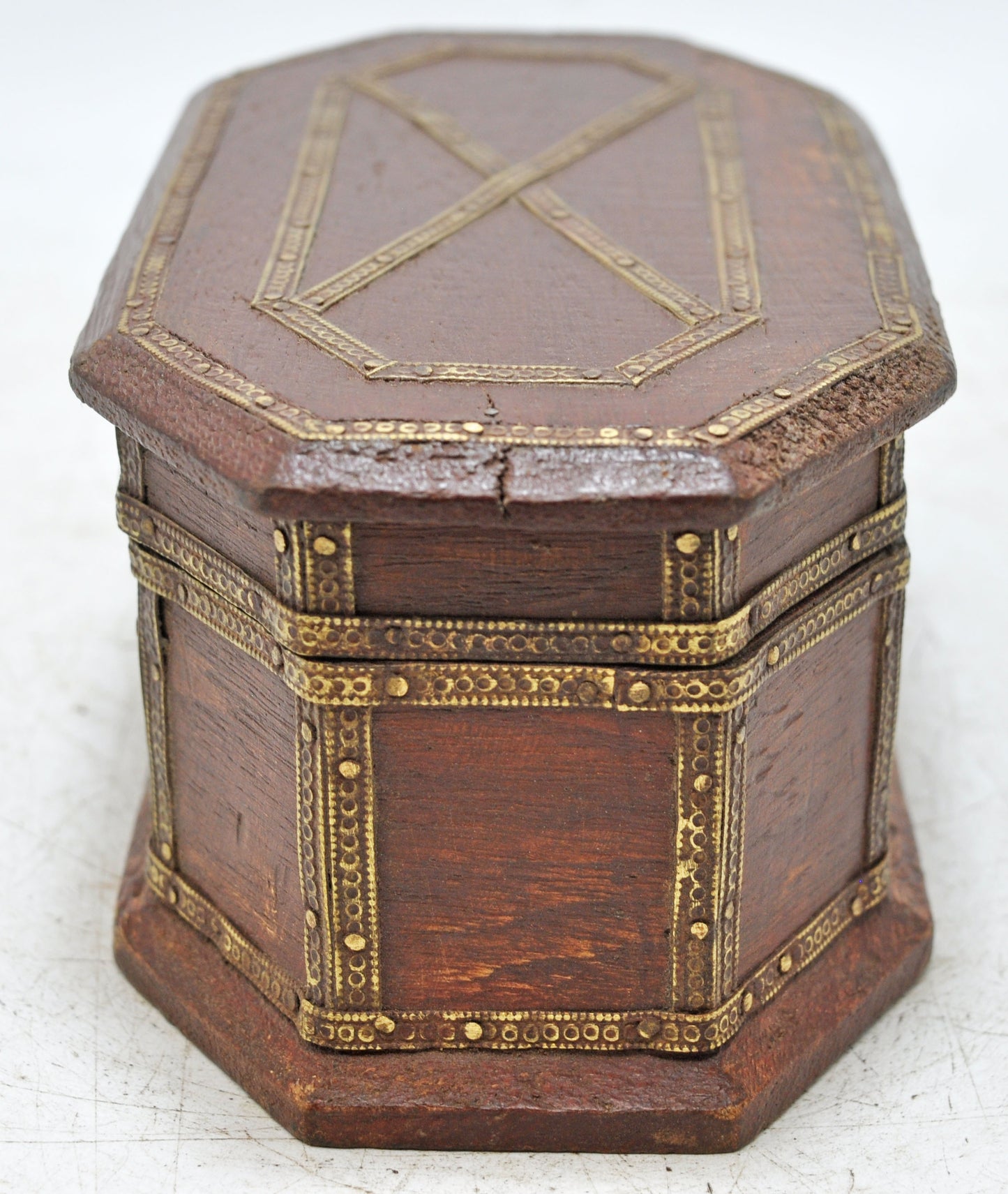 Vintage Wooden Small Storage Box Original Old Hand Crafted Brass Fitted