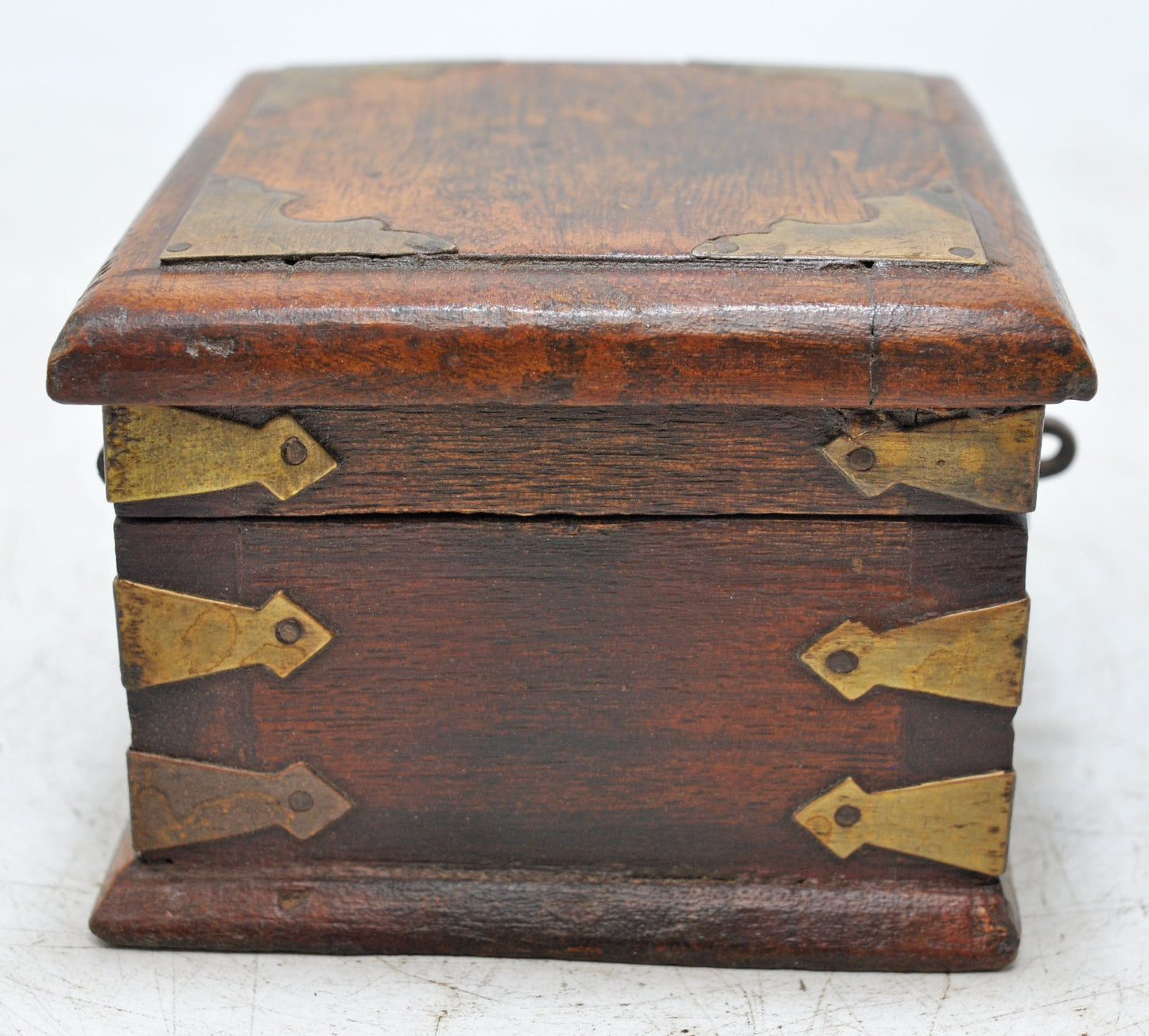 Vintage Wooden Small Storage Box Original Old Hand Crafted Brass Fitted