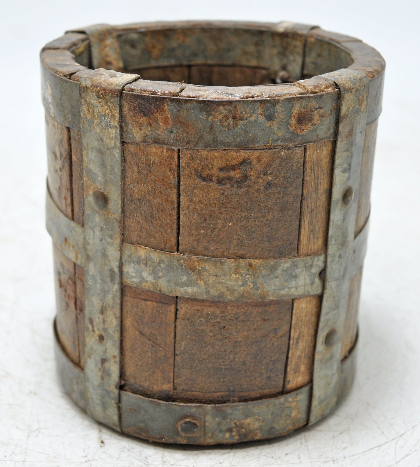 Vintage Wooden Round Grain Measurement Paili Pot Original Old Hand Crafted