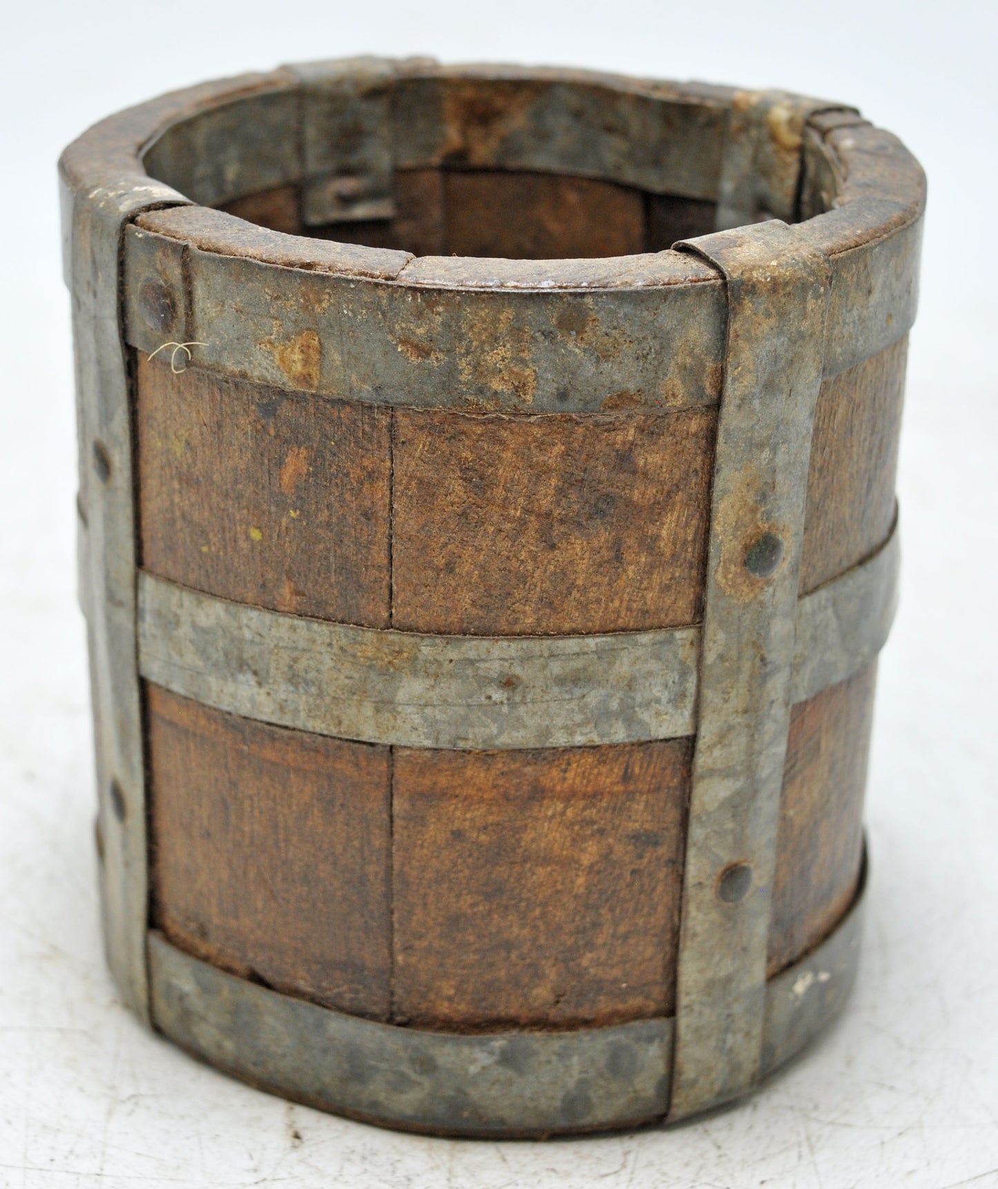 Vintage Wooden Round Grain Measurement Paili Pot Original Old Hand Crafted