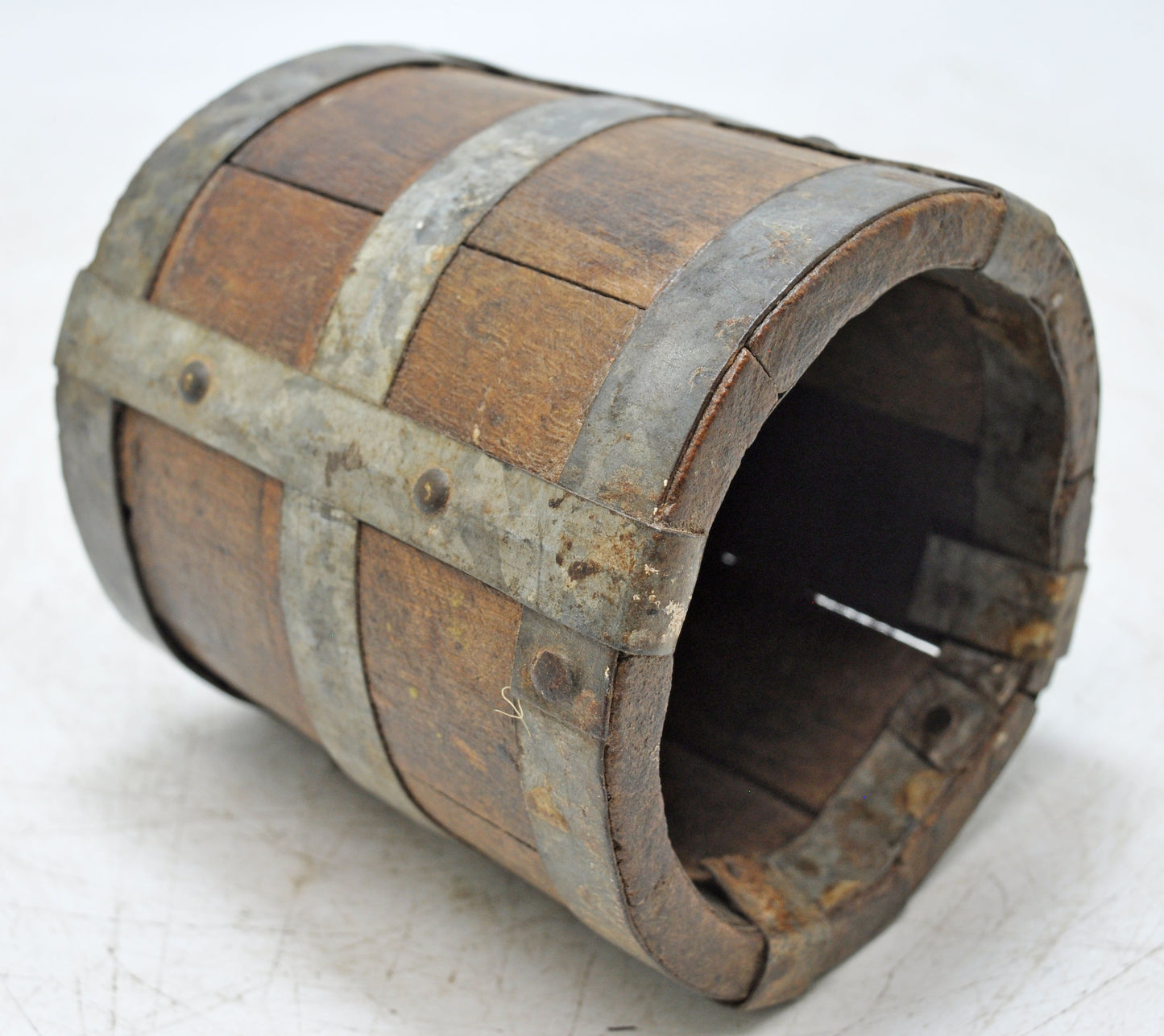 Vintage Wooden Round Grain Measurement Paili Pot Original Old Hand Crafted