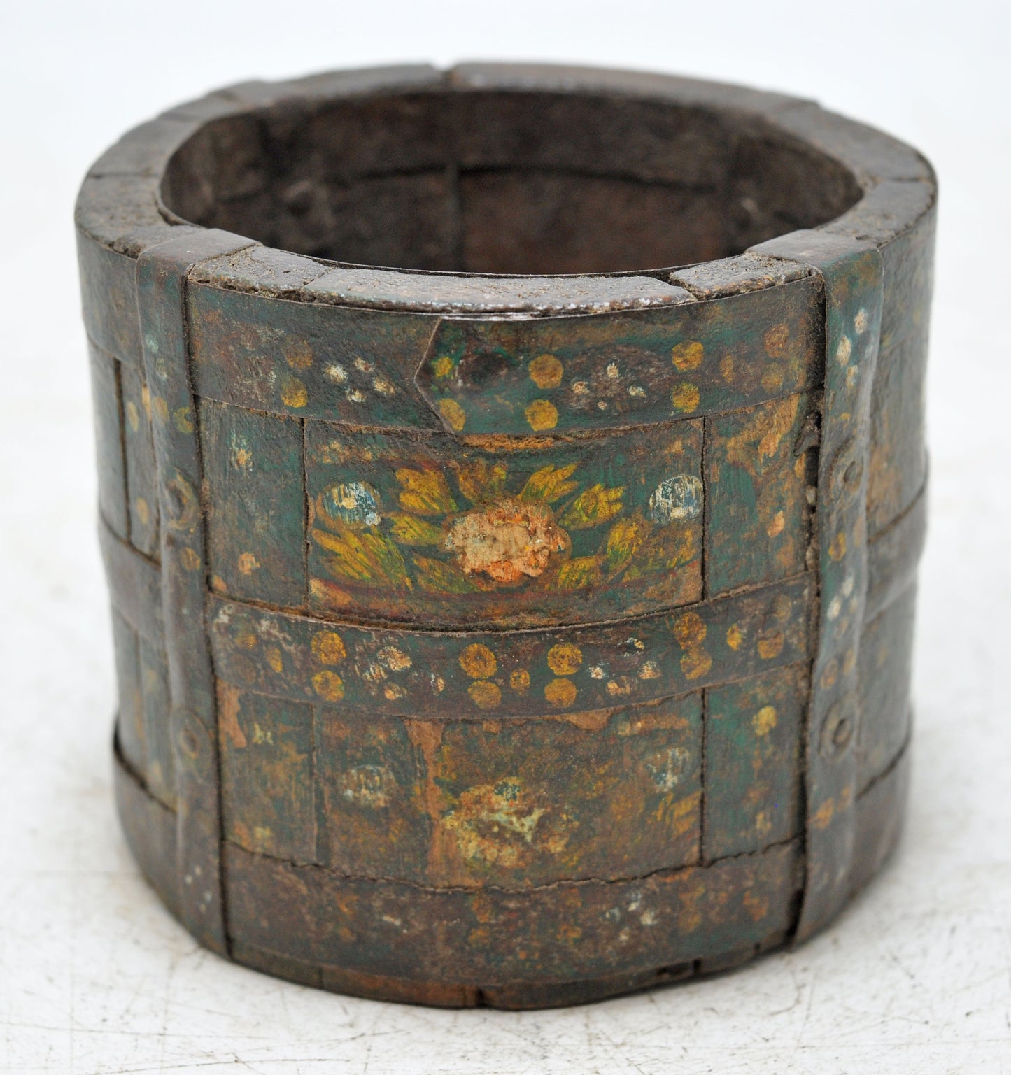 Vintage Wooden Round Grain Measurement Paili Pot Original Old Hand Crafted