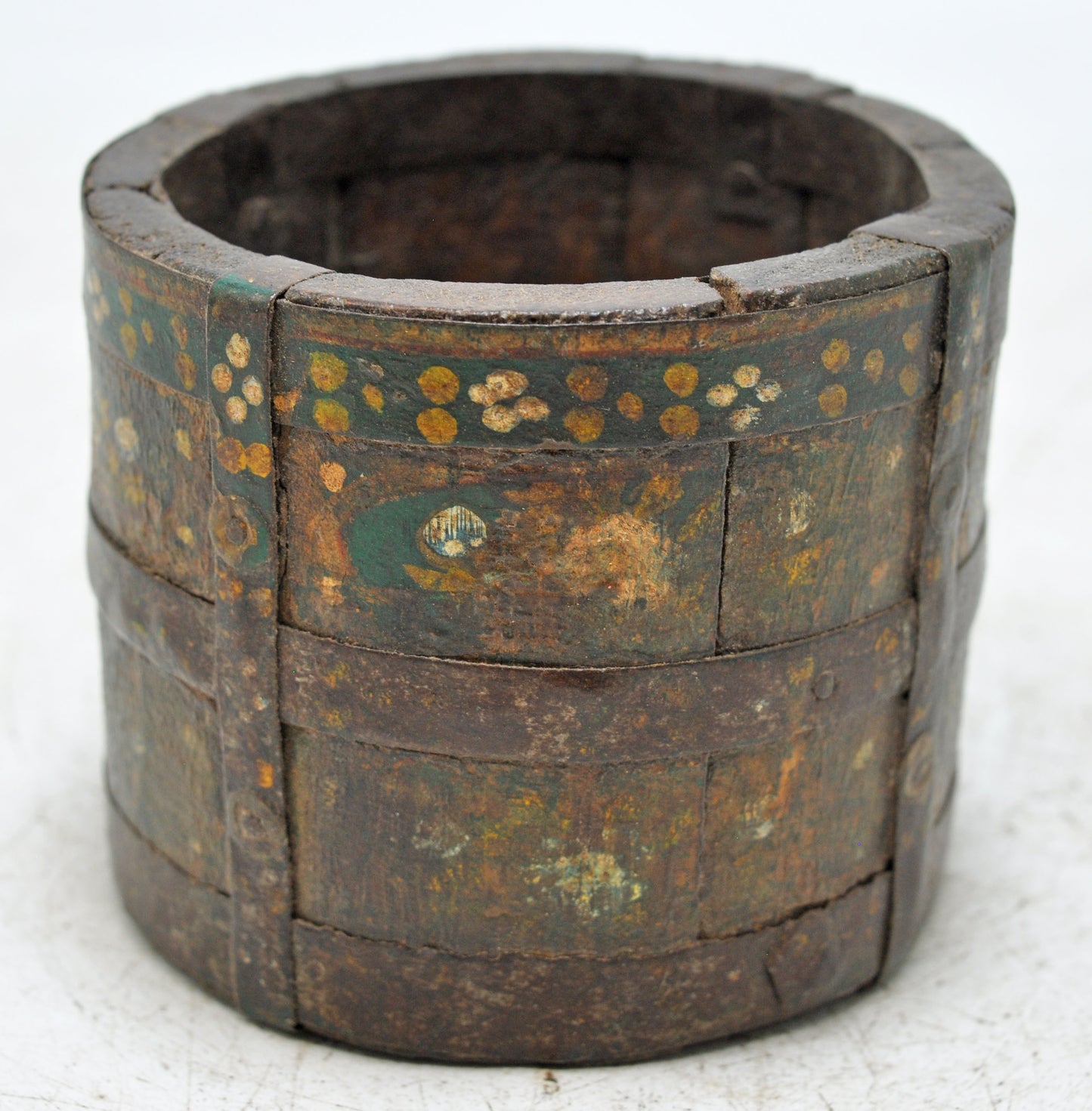 Vintage Wooden Round Grain Measurement Paili Pot Original Old Hand Crafted