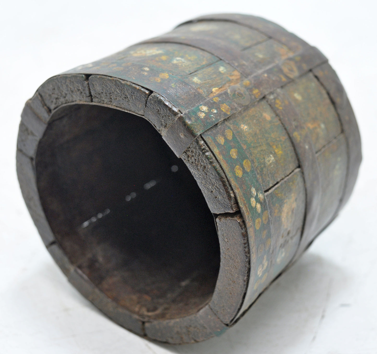 Vintage Wooden Round Grain Measurement Paili Pot Original Old Hand Crafted