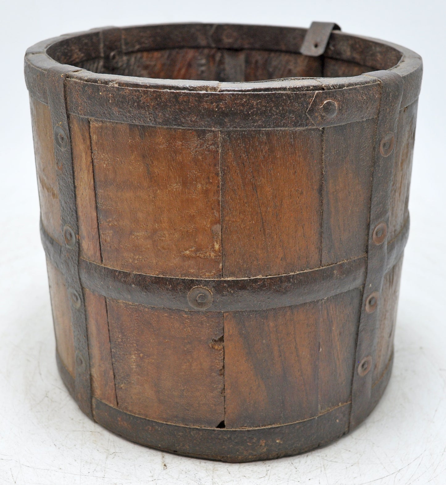Vintage Wooden Round Grain Measurement Paili Pot Original Old Hand Crafted