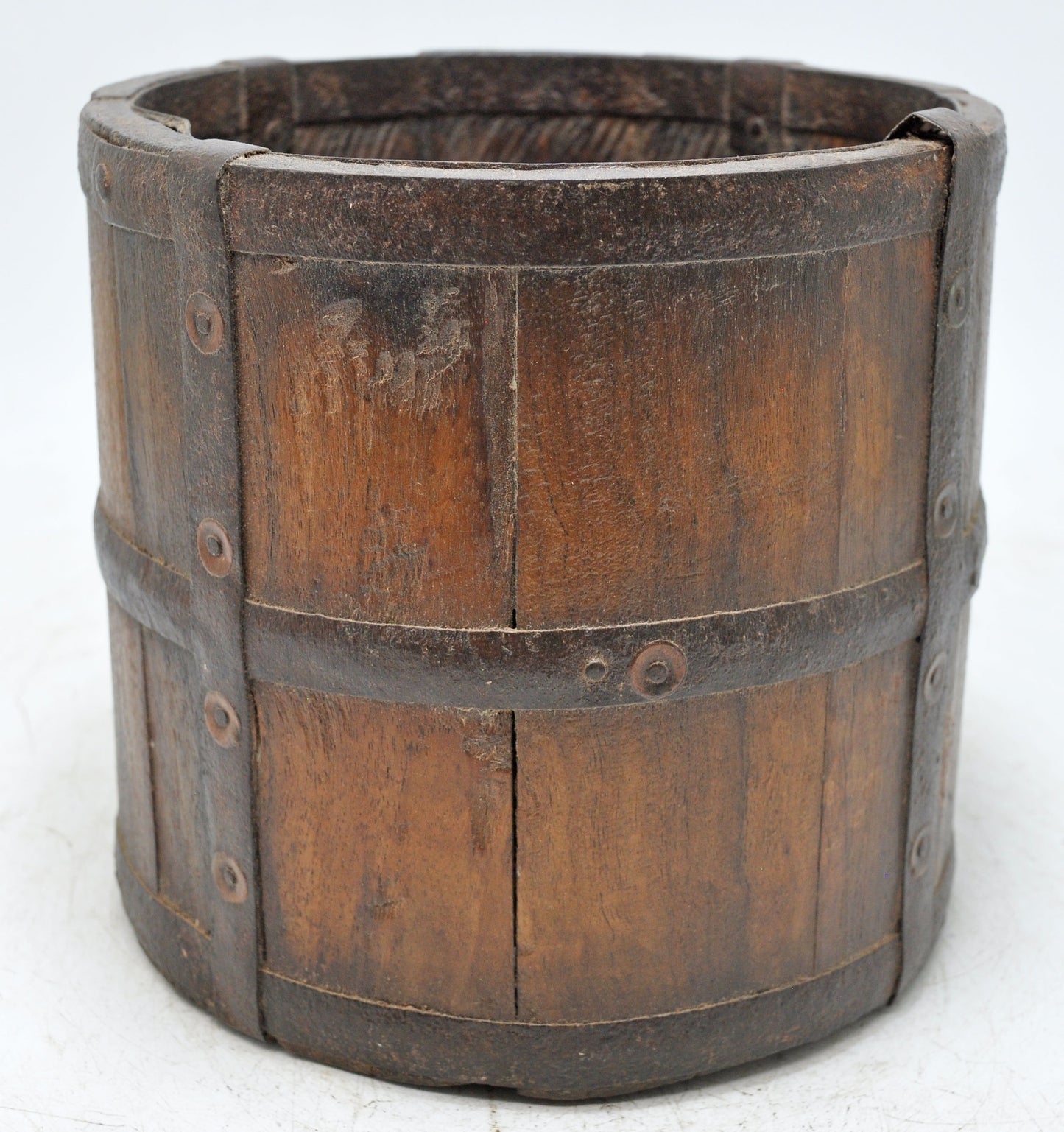 Vintage Wooden Round Grain Measurement Paili Pot Original Old Hand Crafted