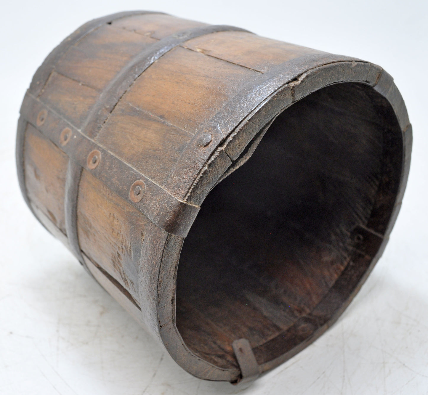 Vintage Wooden Round Grain Measurement Paili Pot Original Old Hand Crafted