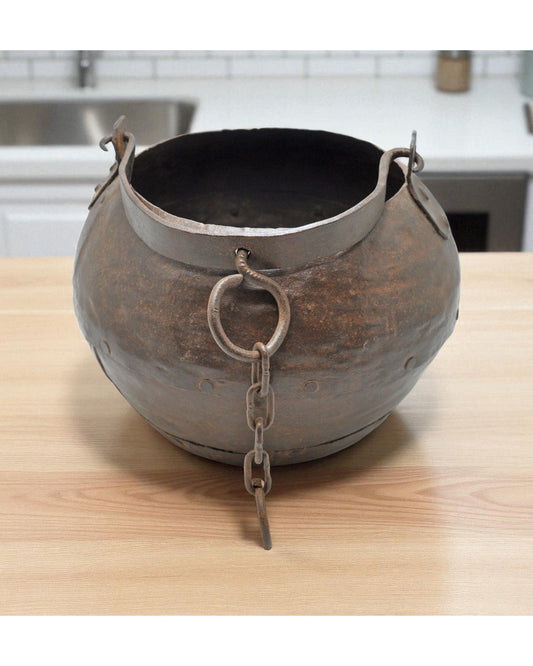 Antique Iron Well Water Bucket With Handle Original Old Hand Crafted