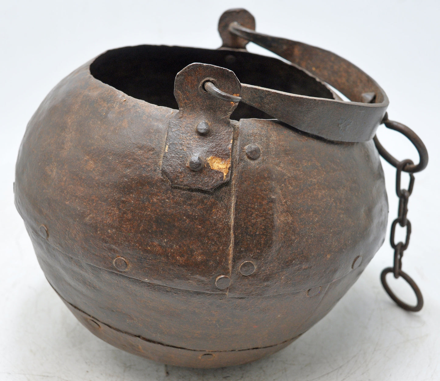 Antique Iron Well Water Bucket With Handle Original Old Hand Crafted