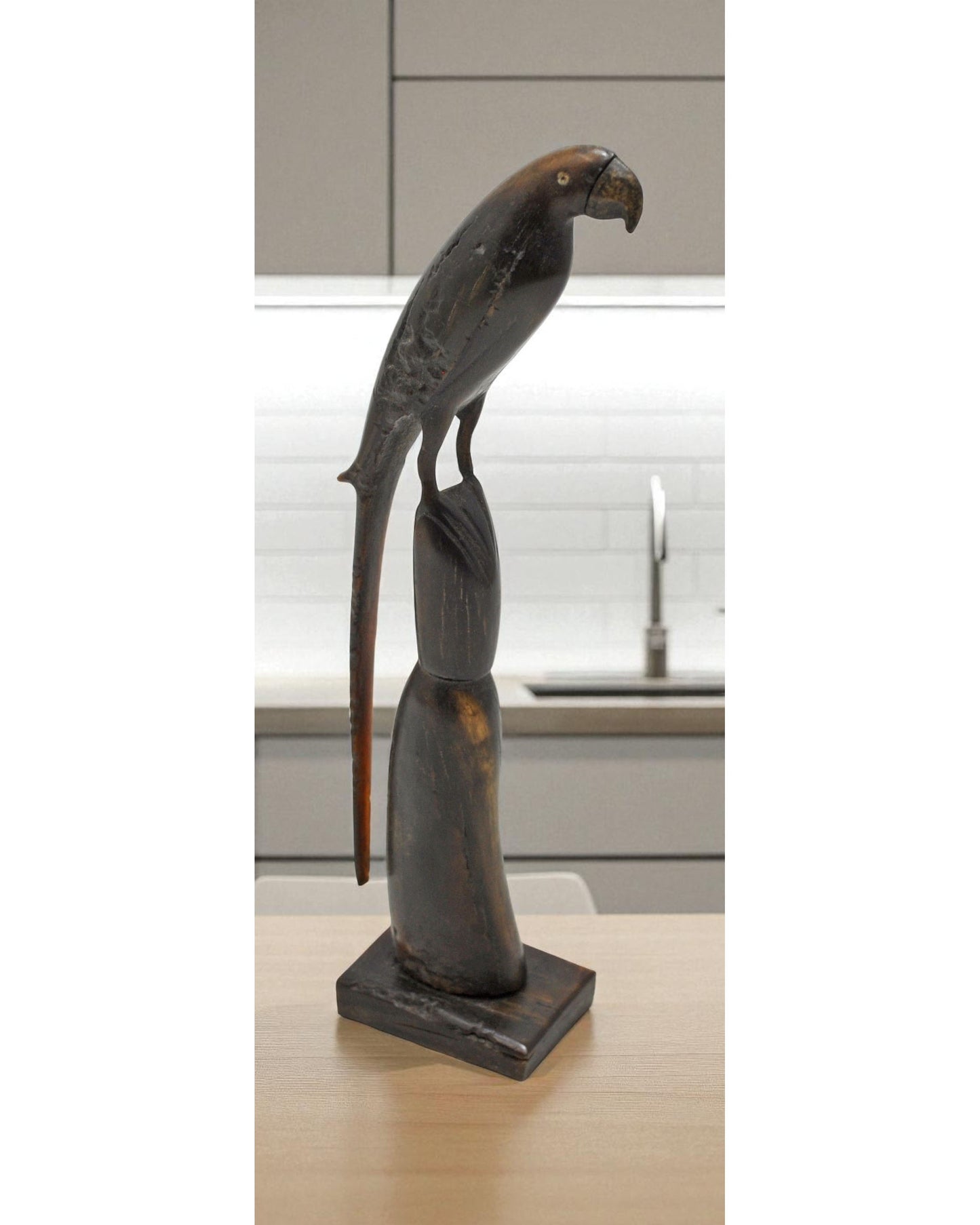 Vintage Fine Parrot Bird Figurine Original Old Hand Carved