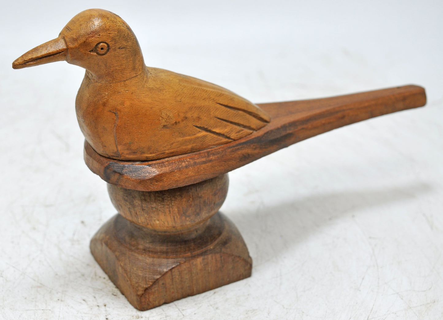 Vintage Wooden Bird Figurine Original Old Fine Hand Carved