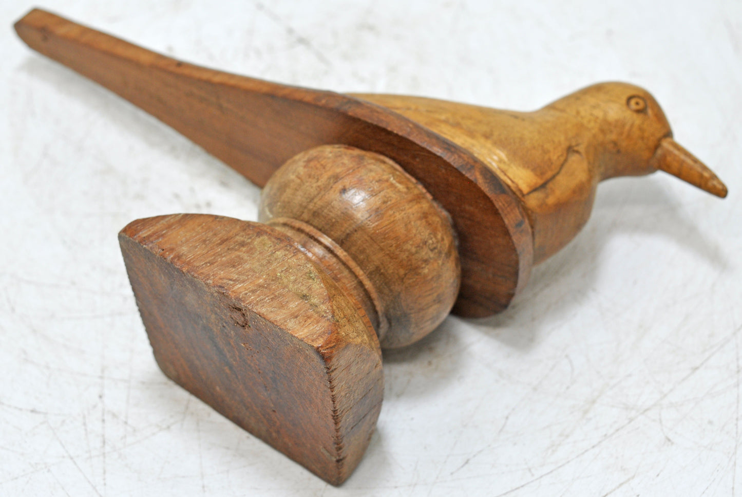 Vintage Wooden Bird Figurine Original Old Fine Hand Carved