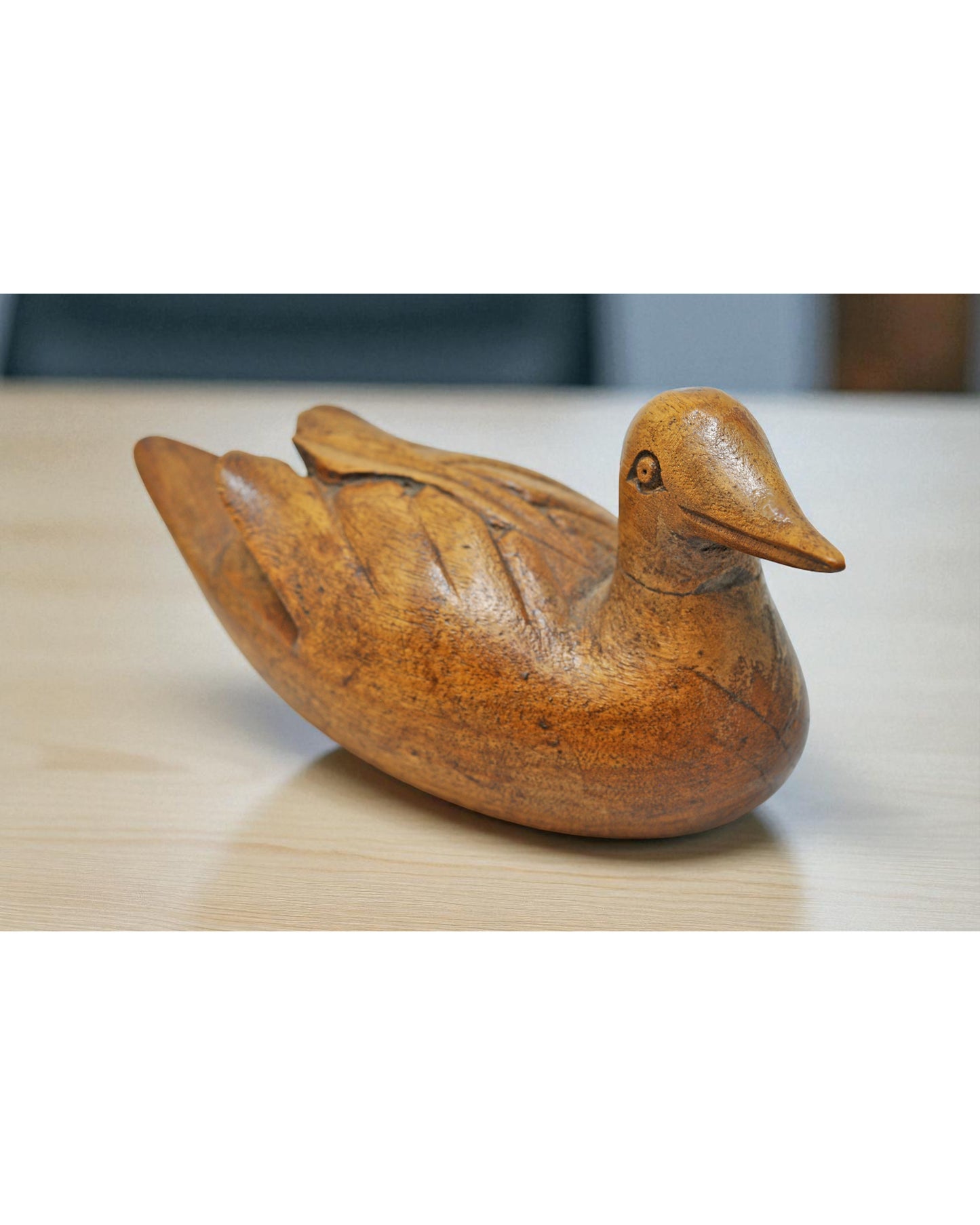 Vintage Wooden Bird Figurine Original Old Fine Hand Carved