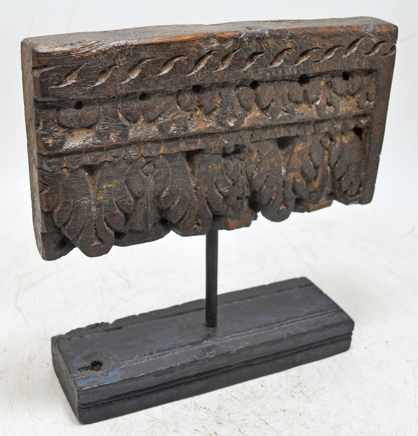Antique Wooden Floral Carving Panel Plaque Original Old Hand Carved