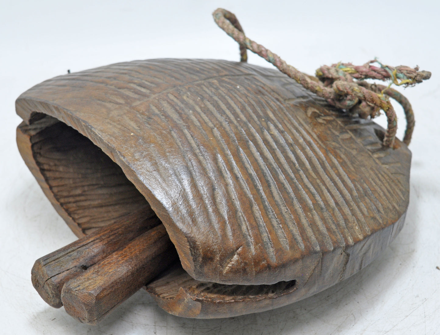 Antique Wooden Animals Cow Bell Original Old hand Carved Large Size