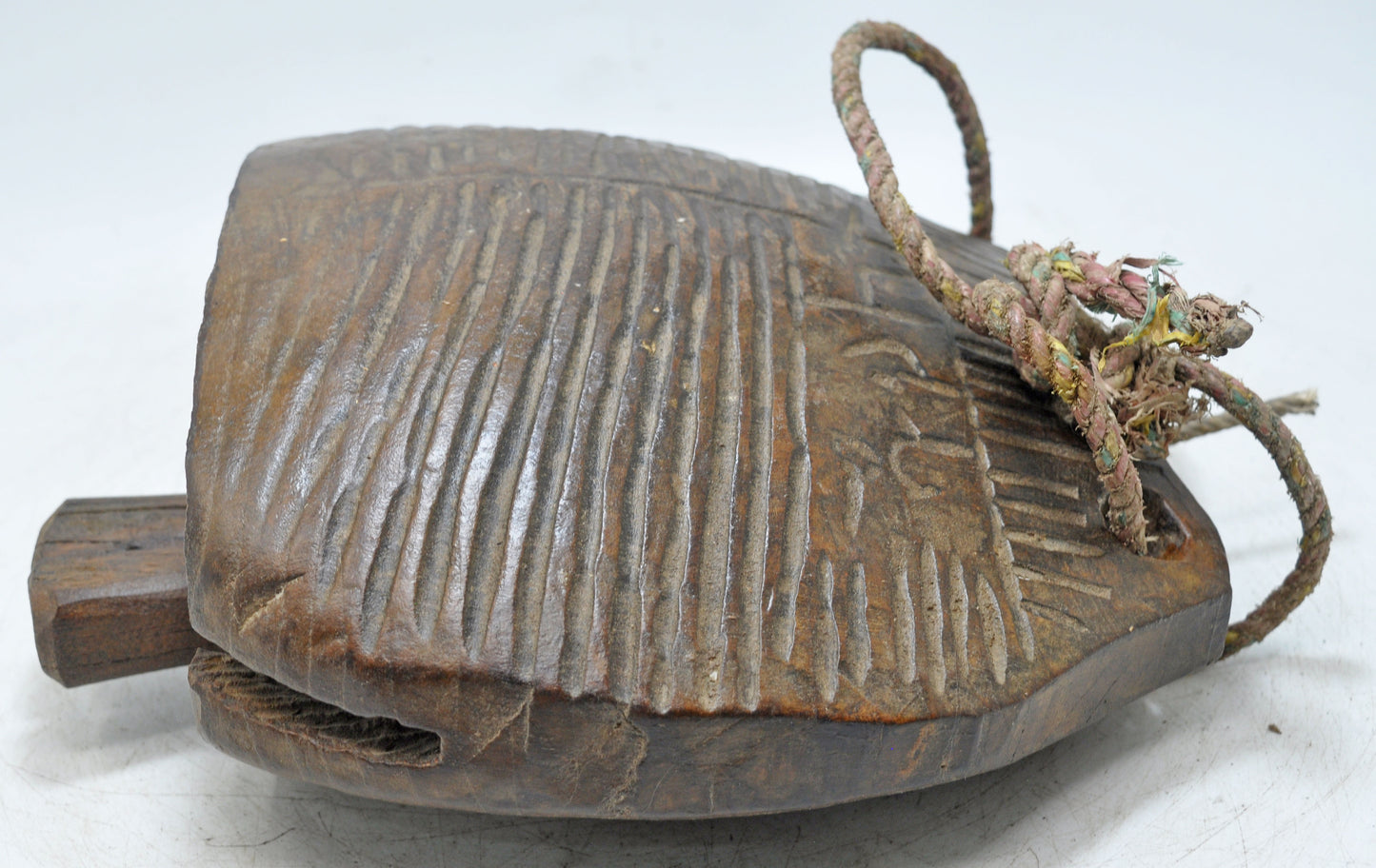 Antique Wooden Animals Cow Bell Original Old hand Carved Large Size