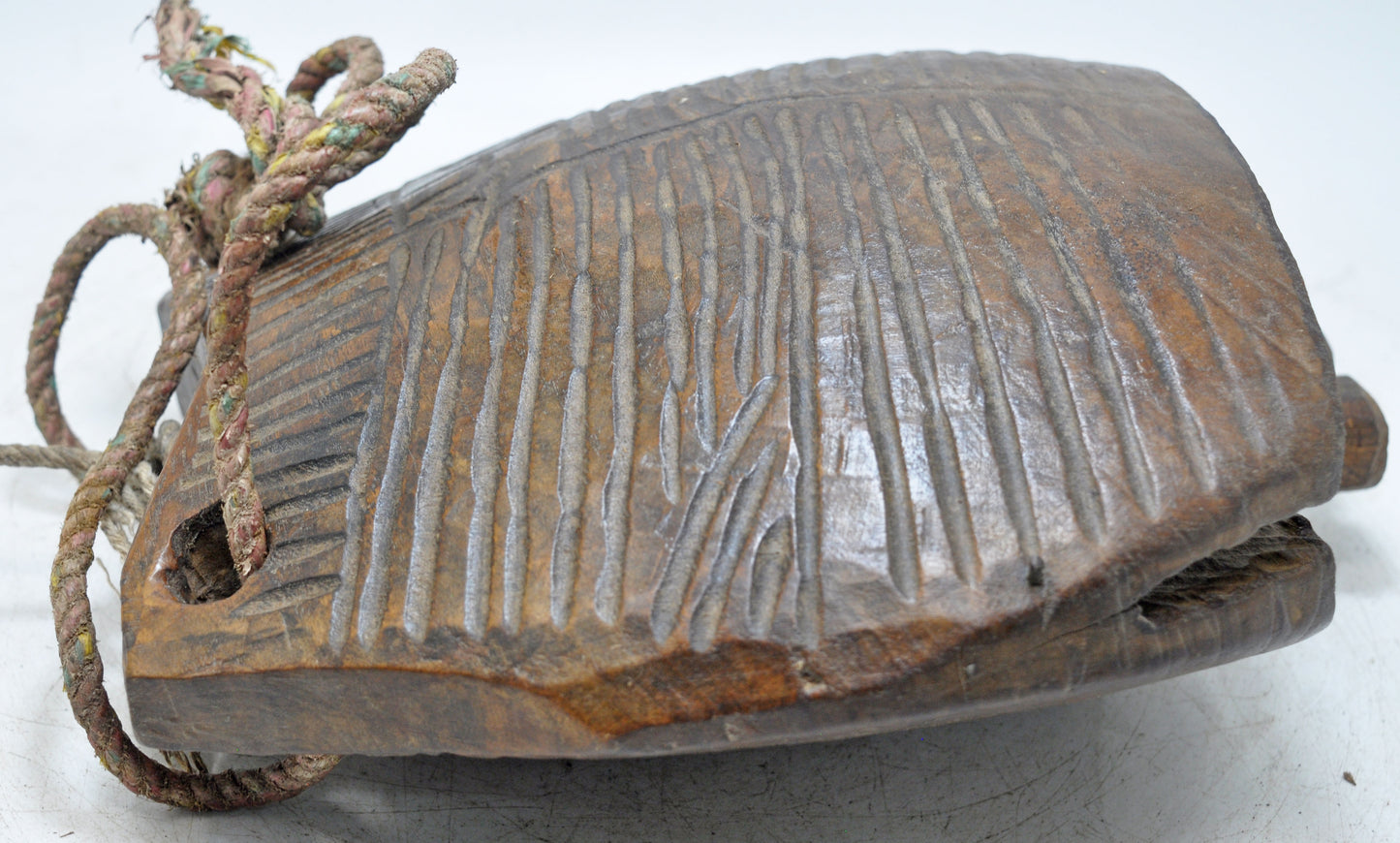 Antique Wooden Animals Cow Bell Original Old hand Carved Large Size