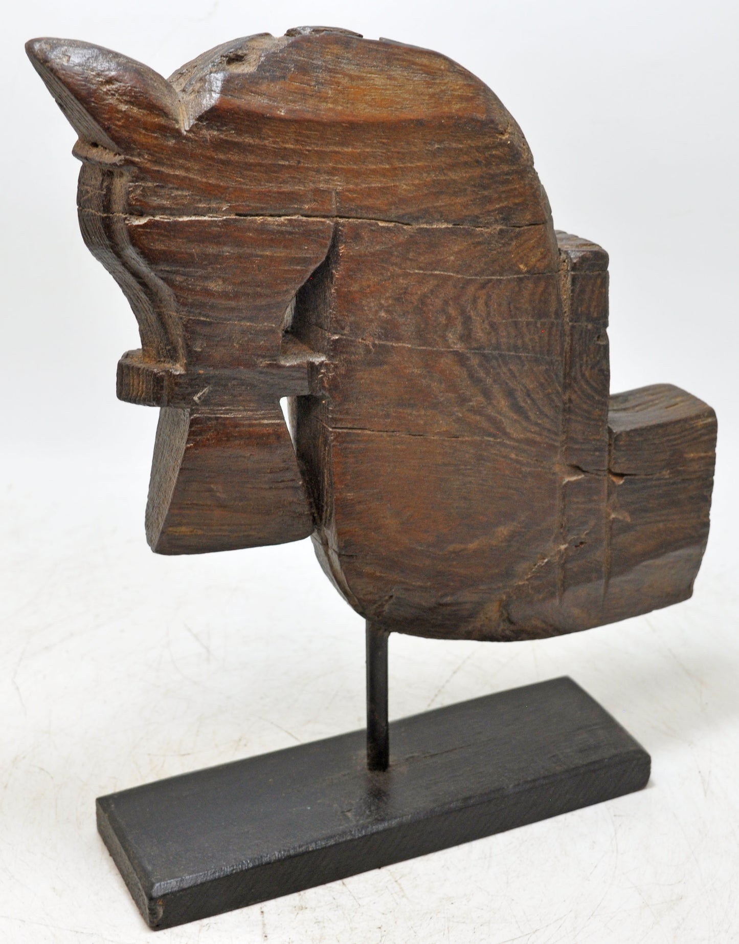Antique Wooden Architectural Horse Head Bust Figurine Original Old Hand Carved