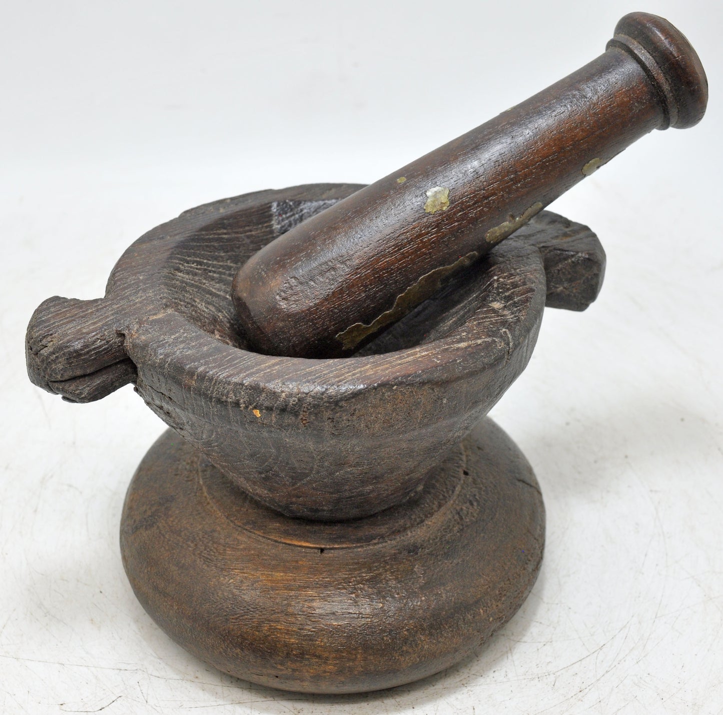 Antique Wooden Kitchenware Spice Grinding Bowl Original Old Hand Carved