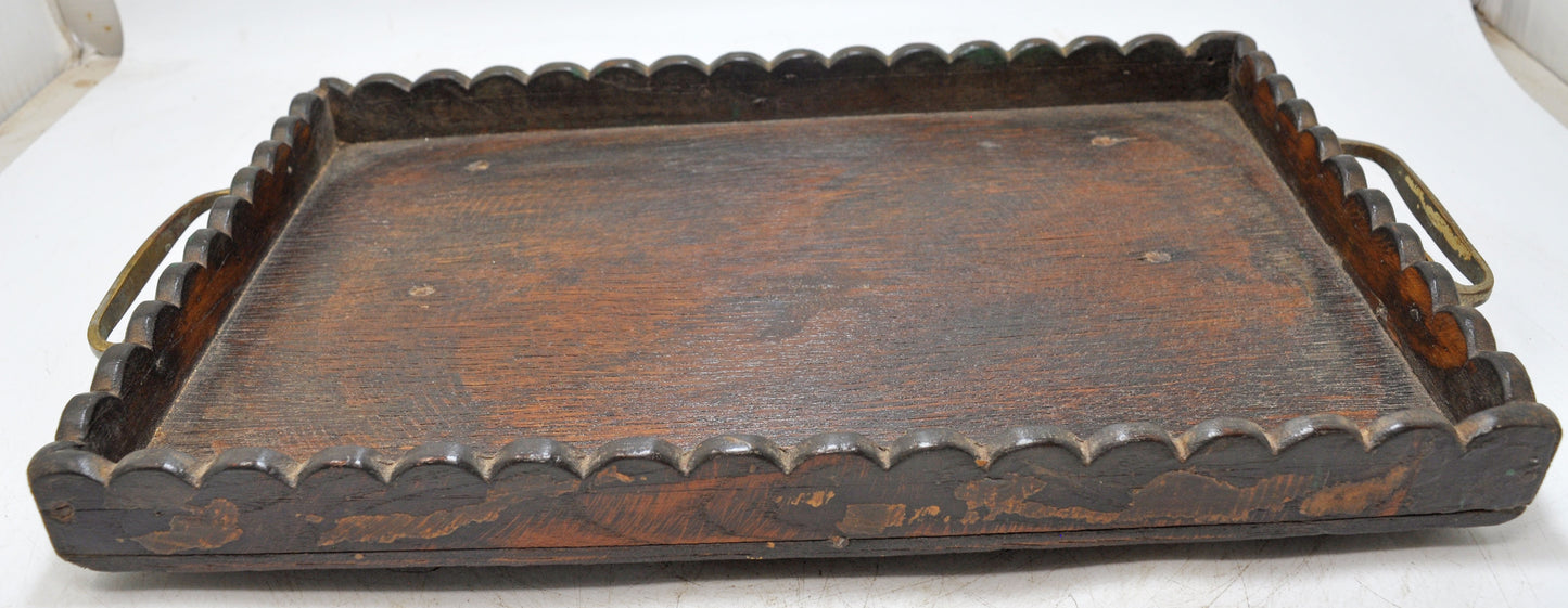 Antique Wooden Kitchenware Serving Tray Original Old Hand Crafted