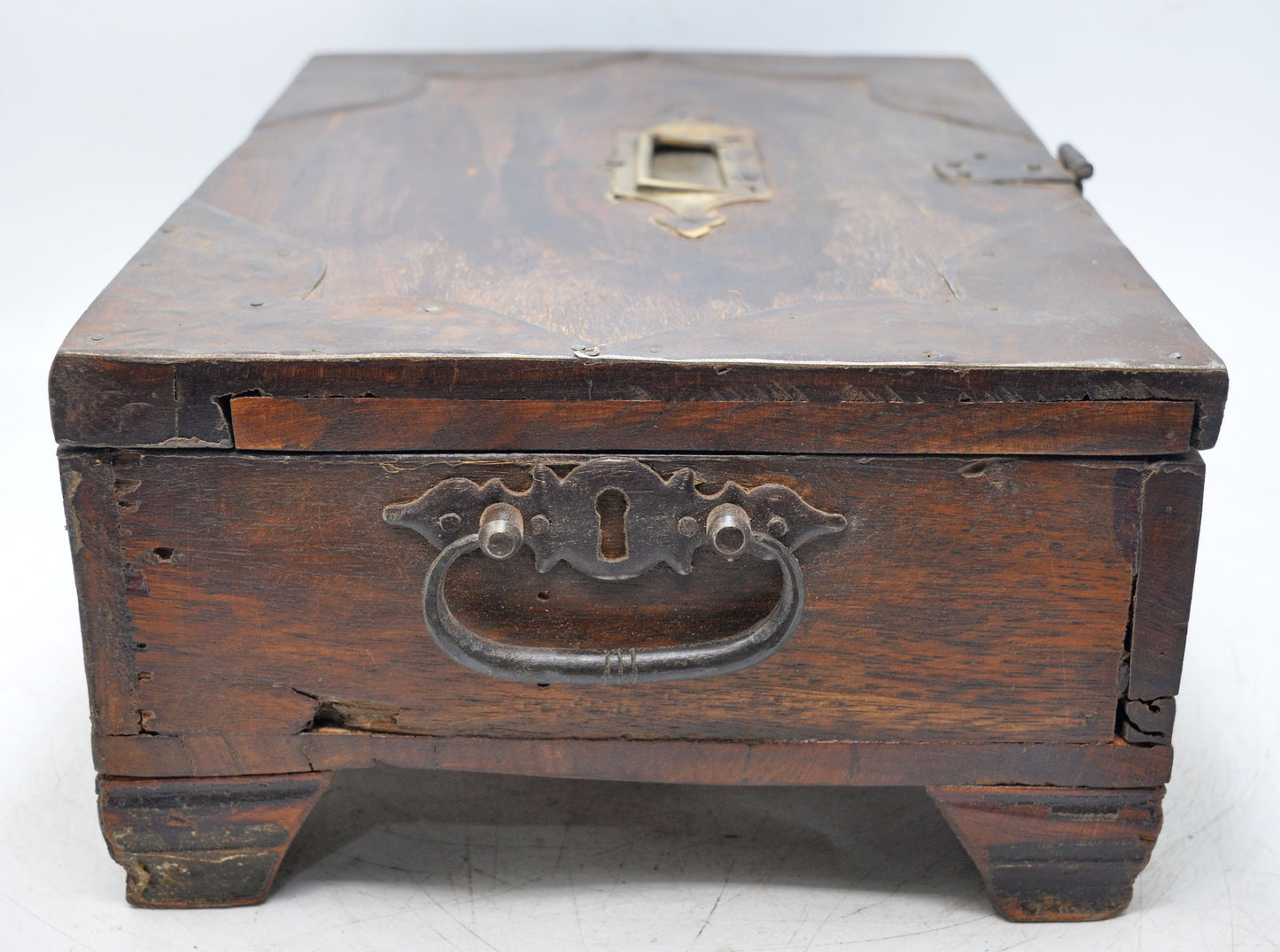 Antique Wooden Large Storage Treaure Chest Box Original Old Fine Hand Carved
