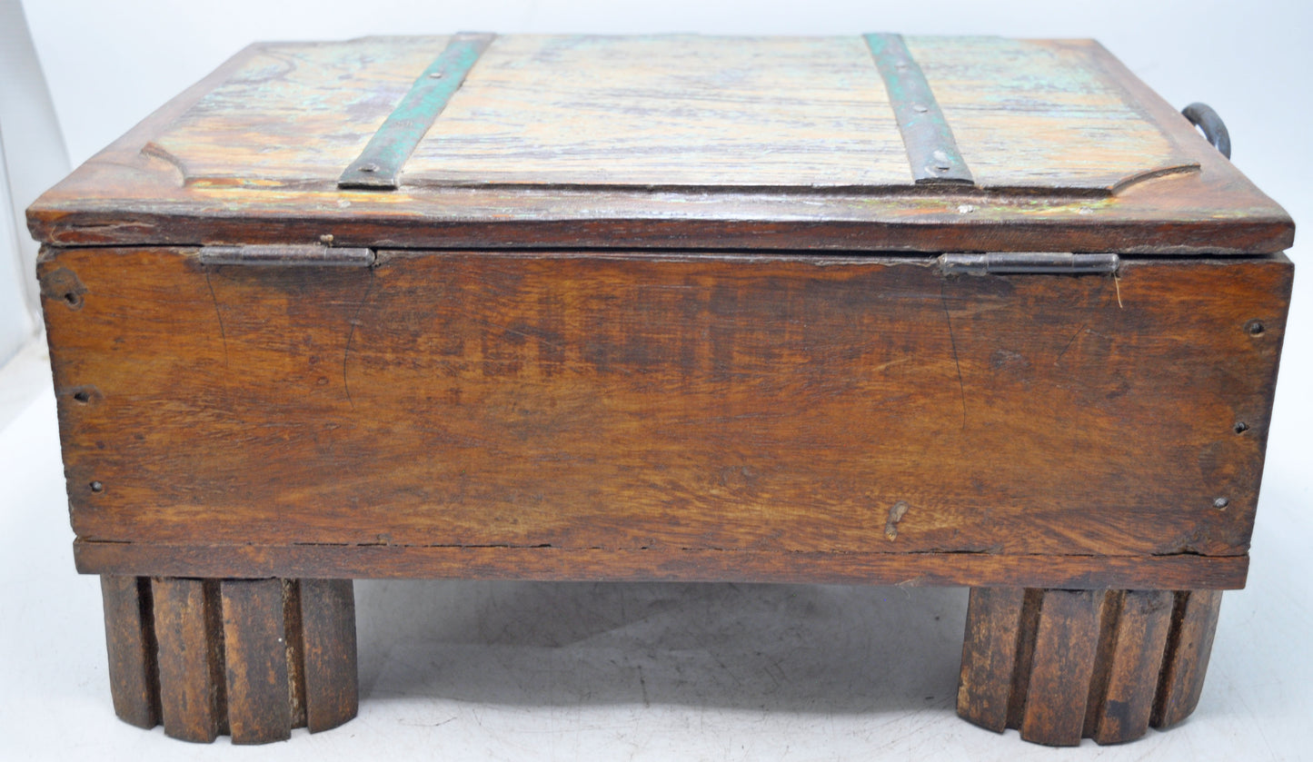 Antique Wooden Large Storage Treaure Chest Box Original Old Fine Hand Carved